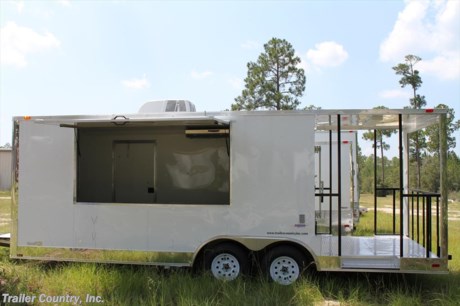 &lt;p&gt;&lt;span style=&quot;text-decoration: underline;&quot;&gt;&lt;strong&gt;NEW 8.5 X 16 + 6&#39; PORCH ENCLOSED CONCESSION TRAILER&lt;/strong&gt;&lt;/span&gt;&lt;span style=&quot;text-decoration: underline;&quot;&gt;&lt;strong&gt; (Trailer Measures 22&#39; Overall)&lt;/strong&gt;&lt;/span&gt;&lt;/p&gt;
&lt;p&gt;Up for your consideration is a Brand New 8.5x22 Tandem Axle, Enclosed Concession/Food Vending Cargo Trailer.&lt;/p&gt;
&lt;p&gt;NOW WITH L.E.D. STRIP TAIL LIGHTING PACKAGE + ALL the other TOP QUALITY FEATURES listed in ad!&lt;/p&gt;
&lt;p&gt;&lt;span style=&quot;text-decoration: underline;&quot;&gt;&lt;strong&gt;Standard Elite Series Features&lt;/strong&gt;&lt;/span&gt;:&lt;br /&gt;&amp;nbsp;&lt;br /&gt;- Heavy Duty 6&quot; I Beam Main Frame with 2 X 6 Square Tube&lt;br /&gt;- Heavy Duty 1&quot; x 1 1/2&quot; Square Tubular Wall Studs &amp;amp; Roof Bows&lt;br /&gt;- 16&#39; Box Space&lt;br /&gt;- 16&quot; On Center Walls, Floors, and Roof Bows&lt;br /&gt;- Complete Braking System (Electric Brakes on both axles, Battery Back-Up, &amp;amp; Safety Switch)&lt;br /&gt;- (2) 3,500lb 4&quot; &quot;Dexter&quot; Drop Axles w/ EZ LUBE Grease Fittings (Self Adjusting Brakes Axles)&lt;br /&gt;- 32&quot; Side Door with Bar Lock on Driver Side&amp;nbsp;&lt;br /&gt;- 6&#39;6&quot; Interior Height&lt;br /&gt;- Galvalume Seamed Roof with Thermo Ply Ceiling Liner&lt;br /&gt;- 2 5/16&quot; Coupler w/ Snapper Pin&lt;br /&gt;- Heavy Duty Safety Chains&lt;br /&gt;- 7-Way Round RV Style Wiring Harness Plug&lt;br /&gt;- 3/8&quot; Heavy Duty Top Grade Plywood Walls&lt;br /&gt;- 3/4&quot; Heavy Duty Top Grade Plywood Floors&amp;nbsp;&lt;br /&gt;- Smooth Teardrop Style Fender Flares&lt;br /&gt;- 2K A-Frame Top Wind Jack&lt;br /&gt;- Top Quality Exterior Grade Paint&lt;br /&gt;- (1) Non-Powered Interior Roof Vent&lt;br /&gt;- (1) 12 Volt Interior Trailer Dome Light w/ Wall Switch&lt;br /&gt;- 24&quot; Diamond Plate ATP Front Stone Guard&amp;nbsp;&lt;br /&gt;- Complete Exterior L.E.D. Lighting Package&lt;/p&gt;
&lt;p&gt;&lt;span style=&quot;text-decoration: underline;&quot;&gt;&lt;strong&gt;Concession Package&lt;/strong&gt;&lt;/span&gt;:&lt;/p&gt;
&lt;p&gt;- Concession Package ~ 36&#39;&#39; Range Hood with Exhaust Fan&lt;br /&gt;- 6&quot; Extra Interior Height (Total Interior Height = 7 Foot Interior Height)&lt;br /&gt;- 1 - 4 X 8 Exterior Concession/Vending Window w/ Out Glass (on Driver side Center)&lt;br /&gt;- A/C Unit, Prewire &amp;amp; Brace (13,500 BTU Unit w/ Heat Strip)&lt;br /&gt;- Electrical Package (100 Amp Panel Box w/25&#39; Life Line, 5-110 Volt Interior Recepts, 3-4&#39; Florescent Shop Lights- 2 -on interior 1- on porch)&lt;br /&gt;- 2- Exterior GFI Outlets&lt;br /&gt;- Black and White Checkered Flooring on Trailer Interior&lt;br /&gt;- 40 Gallon Fresh Water Tank, 50 Gallon Waste Water Tank, &amp;amp; 6 Gallon Hot Water Heater&lt;br /&gt;- Upgraded 16&quot; O.C. Roof Crossmembers&lt;br /&gt;- White Metal Walls and Ceiling Liner on Trailer Interior&lt;br /&gt;- 6&#39; Covered Porch Option with step-up, 36&quot; side rails&lt;br /&gt;- White Metal Ceiling on Porch area&lt;br /&gt;- ATP Diamond Plate Flooring on Porch area&lt;br /&gt;- 32&quot; Walk Through Door to Trailer Porch on Solid Rear Wall&lt;br /&gt;- Stabilizer Jacks (Pair)&lt;br /&gt;- Extended Tongue with ATP Generator Platform&lt;br /&gt;- 8&quot; Polished Metal Trim on Sides and Rear&lt;br /&gt;- 2-Quartz Lights at Rear&lt;/p&gt;
&lt;p&gt;* * N.A.T.M. Inspected and Certified * *&lt;br /&gt;* * Manufacturers Title and 5 Year Limited Warranty Included * *&lt;br /&gt;* * PRODUCT LIABILITY INSURANCE * *&lt;br /&gt;* * FINANCING IS AVAILABLE W/ APPROVED CREDIT * *&lt;/p&gt;
&lt;p&gt;&lt;br /&gt;Trailer is offered @ factory direct pick up in Willacoochee, GA...We also offer Nationwide Delivery, please contact us for more information.&lt;br /&gt;CALL: 1-888-710-2112&lt;/p&gt;