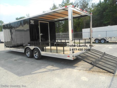&lt;div&gt;NEW 8.5 X 24 CUSTOM ENCLOSED CARGO-UTILITY TRAILER&lt;/div&gt;
&lt;div&gt;&amp;nbsp;&lt;/div&gt;
&lt;div&gt;Up for your consideration is a Brand New Model 8.5x24 Tandem Axle, Custom Enclosed Hybrid Utility-Cargo Trailer w/ Porch &amp;amp; Ramp.&lt;/div&gt;
&lt;div&gt;&amp;nbsp;&lt;/div&gt;
&lt;div&gt;ALL the TOP QUALITY FEATURES listed in this ad!&lt;/div&gt;
&lt;div&gt;&amp;nbsp;&lt;/div&gt;
&lt;div&gt;Standard Elite Series Features:&amp;nbsp;&lt;/div&gt;
&lt;div&gt;&amp;nbsp;&lt;/div&gt;
&lt;div&gt;- Heavy Duty 6&quot; I Beam Main Frame with 2 X 6 Square Tube&lt;/div&gt;
&lt;div&gt;- Heavy Duty 1&quot; x 1 1/2&quot; Square Tubular Wall Studs &amp;amp; Roof Bows&lt;/div&gt;
&lt;div&gt;- 14&#39; Box Space + 10&#39; Open Utility (Total 24&#39; Overall)&lt;/div&gt;
&lt;div&gt;- 16&quot; On Center Walls&lt;/div&gt;
&lt;div&gt;- 16&quot; On Center Floors&lt;/div&gt;
&lt;div&gt;- 16&quot; On Center Roof Bows&lt;/div&gt;
&lt;div&gt;- Complete Braking System (Electric Brakes on both axles, Battery Back-Up, &amp;amp; Safety Switch)&lt;/div&gt;
&lt;div&gt;- (2) 3,500lb 4&quot; &quot;Dexter&quot; Drop Axles w/ EZ LUBE Grease Fittings (Self Adjusting Brakes Axles)&lt;/div&gt;
&lt;div&gt;- 32&quot; Side Door with Bar Lock on Driver Side&amp;nbsp;&lt;/div&gt;
&lt;div&gt;- 6&#39;6&quot; Interior Height&lt;/div&gt;
&lt;div&gt;- Galvalume Seamed Roof w/ Thermo Ply Ceiling Liner&lt;/div&gt;
&lt;div&gt;- 2 5/16&quot; Coupler w/ Snapper Pin&lt;/div&gt;
&lt;div&gt;- Heavy Duty Safety Chains&lt;/div&gt;
&lt;div&gt;- 7-Way Round RV Style Wiring Harness Plug&lt;/div&gt;
&lt;div&gt;- 3/8&quot; Heavy Duty Top Grade Plywood Walls&lt;/div&gt;
&lt;div&gt;- 3/4&quot; Heavy Duty Top Grade Plywood Floors&lt;/div&gt;
&lt;div&gt;- Smooth Teardrop Style Fender Flares&lt;/div&gt;
&lt;div&gt;- 2K A-Frame Top Wind Jack&lt;/div&gt;
&lt;div&gt;- Top Quality Exterior Grade Paint&lt;/div&gt;
&lt;div&gt;- (1) Non-Powered Interior Roof Vent&lt;/div&gt;
&lt;div&gt;- (1) 12 Volt Interior Trailer Dome Light w/ Wall Switch&lt;/div&gt;
&lt;div&gt;- 24&quot; Diamond Plate ATP Front Stone Guard&amp;nbsp;&lt;/div&gt;
&lt;div&gt;- 15&quot; Radial (ST20575R15) Tires &amp;amp; Wheels&lt;/div&gt;
&lt;div&gt;- Exterior L.E.D. Lighting Package&lt;/div&gt;
&lt;div&gt;&amp;nbsp;&lt;/div&gt;
&lt;div&gt;Hybrid Utility, Porch Upgrades:&lt;/div&gt;
&lt;div&gt;&amp;nbsp;&lt;/div&gt;
&lt;div&gt;- 10&#39; Open Utility Deck on Trailer Rear&lt;/div&gt;
&lt;div&gt;- 2 x 6 Pressure Treated Plank on 10&#39; Utility Deck&lt;/div&gt;
&lt;div&gt;- 6&#39; Mesh SPRING ASSISTED BIFOLD Ramp Gate&amp;nbsp;&lt;/div&gt;
&lt;div&gt;- 16&quot; Side Rails&lt;/div&gt;
&lt;div&gt;- Porch Roof Over 10&#39; Open Deck&lt;/div&gt;
&lt;div&gt;- 32&quot; Walk Through Door to Trailer Porch on Solid Rear Wall&lt;/div&gt;
&lt;div&gt;- 3- 4 Way Quartz Lights at Rear&lt;/div&gt;
&lt;div&gt;&amp;nbsp;&lt;/div&gt;
&lt;div&gt;Appearance Package &amp;amp; Upgrades:&lt;/div&gt;
&lt;div&gt;&amp;nbsp;&lt;/div&gt;
&lt;div&gt;- .030 Black Metal Exterior&lt;/div&gt;
&lt;div&gt;- Screwless Exterior&lt;/div&gt;
&lt;div&gt;- 8&quot; Anodized Sides&lt;/div&gt;
&lt;div&gt;- 5 Star Aluminum Mag Wheels&lt;/div&gt;
&lt;div&gt;- 6&quot; Extra Height (Total 7&#39; Interior Height)&lt;/div&gt;
&lt;div&gt;- 12&quot; x 18&quot; Window w/Screen in 36&quot; Side Door&lt;/div&gt;
&lt;div&gt;- Bulldog Coupler&lt;/div&gt;
&lt;div&gt;&amp;nbsp;&lt;/div&gt;
&lt;div&gt;&amp;nbsp;&lt;/div&gt;
&lt;div&gt;* Shown in .030 Black metal&lt;/div&gt;
&lt;div&gt;&amp;nbsp;&lt;/div&gt;
&lt;div&gt;! ! ! YOU CHOOSE FINAL COLOR ! ! !&lt;/div&gt;
&lt;div&gt;&amp;nbsp;&lt;/div&gt;
&lt;div&gt;* FINANCING IS AVAILABLE W/ APPROVED CREDIT&lt;/div&gt;
&lt;div&gt;&amp;nbsp;&lt;/div&gt;
&lt;div&gt;* ASK US ABOUT OUR RENT TO OWN PROGRAM - NO CREDIT CHECK - LOW DOWN PAYMENT&lt;/div&gt;
&lt;div&gt;&amp;nbsp;&lt;/div&gt;
&lt;div&gt;* All Trailers are D.O.T. Compliant for ALL 50 States, Canada, &amp;amp; Mexico.&lt;/div&gt;
&lt;div&gt;&amp;nbsp;&lt;/div&gt;
&lt;div&gt;* Manufacturer&#39;s Title and 5 Year Limited Manufacturer&#39;s&amp;nbsp;Warranty Included&lt;/div&gt;
&lt;div&gt;&amp;nbsp;&lt;/div&gt;
&lt;div&gt;**PRODUCT LIABILITY INSURANCE**&lt;/div&gt;
&lt;div&gt;&amp;nbsp;&lt;/div&gt;
&lt;div&gt;* Trailer is offered @ factory direct pricing...We also have a Florida pick up location in Tampa and We offer Nationwide&lt;/div&gt;
&lt;div&gt;&amp;nbsp;&lt;/div&gt;
&lt;div&gt;* Trailer Shown with Optional Trim*&lt;/div&gt;
&lt;div&gt;&amp;nbsp;&lt;/div&gt;
&lt;div&gt;* FOR MORE INFORMATION CALL: 888-710-2112&lt;/div&gt;
&lt;p&gt;&amp;nbsp;&lt;/p&gt;
