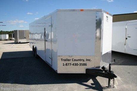 &lt;p&gt;&lt;strong&gt;&lt;span style=&quot;text-decoration: underline;&quot;&gt;NEW 8.5 X 20 ENCLOSED CARGO TRAILER&lt;/span&gt;&lt;/strong&gt;&lt;/p&gt;
&lt;p&gt;Up for your consideration is a Brand New Express Series Model 8.5 x 20 Tandem Axle, V-Nosed Enclosed Carhauler Trailer.&lt;/p&gt;
&lt;p&gt;YOU&#39;VE SEEN THE REST...NOW BUY THE BEST!&lt;/p&gt;
&lt;p&gt;FOR MORE INFORMATION CALL: 888-710-2112&lt;/p&gt;
&lt;p&gt;&lt;strong&gt;&lt;span style=&quot;text-decoration: underline;&quot;&gt;Standard Express Series Features&lt;/span&gt;&lt;/strong&gt;:&lt;br /&gt;&amp;nbsp;&amp;nbsp;&amp;nbsp; * Heavy Duty 6&quot; I-Beam Main Frame&lt;br /&gt;&amp;nbsp;&amp;nbsp;&amp;nbsp; * Heavy Duty Rear Spring Assisted Ramp Door with (2) Barlocks for Security, &amp;amp; EZ Lube Hinge Pins&lt;br /&gt;&amp;nbsp;&amp;nbsp;&amp;nbsp; * No-Show Beaver Tail (Dove Tail)&lt;br /&gt;&amp;nbsp;&amp;nbsp;&amp;nbsp; * 4 - 5,000lb Flush Floor Mounted D-Rings&lt;br /&gt;&amp;nbsp;&amp;nbsp;&amp;nbsp; * 20&#39; Box Space + V-Nose (TOTAL 22&#39;+ From tip to rear Interior Space)&lt;br /&gt;&amp;nbsp;&amp;nbsp;&amp;nbsp; * 16&quot; On Center WALL &amp;amp; FLOOR &amp;amp; CEILING Cross Members&lt;br /&gt;&amp;nbsp;&amp;nbsp;&amp;nbsp; * (2) 3,500lb 4&quot; Drop Axles w/ All Wheel Electric Brakes &amp;amp; EZ LUBE Grease Fittings&lt;br /&gt;&amp;nbsp;&amp;nbsp;&amp;nbsp; * 36&quot; Side Door with RV Flush&amp;nbsp;Lock&lt;br /&gt;&amp;nbsp;&amp;nbsp;&amp;nbsp; * ATP Diamond Plate Recessed Step-Up&lt;br /&gt;&amp;nbsp;&amp;nbsp;&amp;nbsp; * 6&#39;6&quot; Interior Height&lt;br /&gt;&amp;nbsp;&amp;nbsp;&amp;nbsp; * Galvalume Seamed Roof with Luan Lining Strip&lt;br /&gt;&amp;nbsp;&amp;nbsp;&amp;nbsp; * 2 5/16&quot; Coupler w/ Snapper Pin&lt;br /&gt;&amp;nbsp;&amp;nbsp;&amp;nbsp; * Heavy Duty Safety Chains&lt;br /&gt;&amp;nbsp;&amp;nbsp;&amp;nbsp; * 7-Way Round RV Electrical Wiring Harness w/ Battery Back-Up &amp;amp; Safety Switch&lt;br /&gt;&amp;nbsp;&amp;nbsp;&amp;nbsp; * 3/8&quot; Heavy Duty Plywood Walls&lt;br /&gt;&amp;nbsp;&amp;nbsp;&amp;nbsp; * 3/4&quot; Heavy Duty Top Grade Plywood Floors&amp;nbsp;&lt;br /&gt;&amp;nbsp;&amp;nbsp;&amp;nbsp; * Heavy Duty Smooth Fender Flares&lt;br /&gt;&amp;nbsp;&amp;nbsp;&amp;nbsp; * 2K A-Frame Top Wind Jack&lt;br /&gt;&amp;nbsp;&amp;nbsp;&amp;nbsp; * License Plate Holder&lt;br /&gt;&amp;nbsp;&amp;nbsp;&amp;nbsp; * Top Quality Exterior Grade Paint&lt;br /&gt;&amp;nbsp;&amp;nbsp;&amp;nbsp; * Plastic Flow-Through Vents -or- Roof Vent (Your Choice!)&lt;br /&gt;&amp;nbsp;&amp;nbsp;&amp;nbsp; * (1) 12 Volt Interior Trailer Light w/ Wall Switch&lt;br /&gt;&amp;nbsp;&amp;nbsp;&amp;nbsp; * 24&quot; Diamond Plate ATP Front Stone Guard with matching V-Nose Diamond Plate Cap&lt;br /&gt;&amp;nbsp;&amp;nbsp;&amp;nbsp; * 15&quot; Radial&amp;nbsp;(ST20575D15) Tires &amp;amp; Wheels&lt;br /&gt;&lt;br /&gt;&lt;/p&gt;
&lt;p&gt;* * Manufacturers Title and Limited Warranty Included * *&lt;br /&gt;* * PRODUCT LIABILITY INSURANCE * *&lt;br /&gt;* * FINANCING IS AVAILABLE W/ APPROVED CREDIT * *&lt;/p&gt;
&lt;p&gt;ASK US ABOUT OUR RENT TO OWN PROGRAM - NO CREDIT CHECK - LOW DOWN PAYMENT.&amp;nbsp;&lt;/p&gt;
&lt;p&gt;&lt;br /&gt;Trailer is offered @ factory direct pick up in Pearson, GA...We also offer Nationwide Delivery, please contact us for more information.&lt;br /&gt;CALL: 888-710-2112&lt;/p&gt;