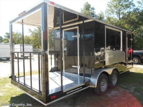 &lt;p&gt;NEW 7 X 20 ENCLOSED CONCESSION /&amp;nbsp;PORCH&amp;nbsp;TRAILER&lt;/p&gt;
&lt;p&gt;Up for your consideration is a Brand New 7 x 20 Tandem Axle, Enclosed Concession/Food Vending Cargo Trailer.&lt;/p&gt;
&lt;p&gt;NOW WITH EXTERIOR L.E.D. LIGHTING PACKAGE + ALL the other TOP QUALITY FEATURES listed in ad!&lt;/p&gt;
&lt;p&gt;&lt;span style=&quot;text-decoration: underline;&quot;&gt;Standard Elite Series Features:&lt;/span&gt;&lt;/p&gt;
&lt;p&gt;&amp;bull;Heavy Duty Main Frame with 2 X 6 Square Tube&lt;br /&gt;&amp;bull;Heavy Duty 1&quot; x 1 1/2&quot; Square Tubular Wall Studs &amp;amp; Roof Bows&lt;br /&gt;&amp;bull;14&#39; Box Space + V-Nose&lt;br /&gt;&amp;bull;16&quot; On Center Walls, Floors, and Roof Bows&lt;br /&gt;&amp;bull;Complete Braking System (Electric Brakes on both axles, Battery Back-Up, &amp;amp; Safety Switch)&lt;br /&gt;&amp;bull;(2) 3,500lb 4&quot; &quot;Dexter&quot; Drop Axles w/ EZ LUBE Grease Fittings (Self Adjusting Brakes Axles)&lt;br /&gt;&amp;bull;32&quot; Side Door with Bar Lock on Driver Side&lt;br /&gt;&amp;bull;6&#39; Interior Height&lt;br /&gt;&amp;bull;Galvalume Seamed Roof with Thermo Ply Ceiling Liner&lt;br /&gt;&amp;bull;2 5/16&quot; Coupler w/ Snapper Pin&lt;br /&gt;&amp;bull;Heavy Duty Safety Chains&lt;br /&gt;&amp;bull;7-Way Round RV Style Wiring Harness Plug&lt;br /&gt;&amp;bull;3/8&quot; Heavy Duty Top Grade Plywood Walls&lt;br /&gt;&amp;bull;3/4&quot; Heavy Duty Top Grade Plywood Floors&lt;br /&gt;&amp;bull;Smooth Teardrop Style Fender Flares&lt;br /&gt;&amp;bull;2K A-Frame Top Wind Jack&lt;br /&gt;&amp;bull;Top Quality Exterior Grade Paint&lt;br /&gt;&amp;bull;(1) Non-Powered Interior Roof Vent&lt;br /&gt;&amp;bull;(1) 12 Volt Interior Trailer Dome Light w/ Wall Switch&lt;br /&gt;&amp;bull;24&quot; Diamond Plate ATP Front Stone Guard&lt;br /&gt;&amp;bull;15&quot; Radial (ST20575R15) Tires &amp;amp; Wheels&lt;br /&gt;&amp;bull;Complete Exterior L.E.D. Lighting Package&lt;/p&gt;
&lt;p&gt;&lt;span style=&quot;text-decoration: underline;&quot;&gt;Concession Package &amp;amp; Upgrades&lt;/span&gt;&lt;/p&gt;
&lt;p&gt;&amp;bull;6&#39; Covered Porch Option- (14&#39;+6&#39;=20&#39; Total Overall) w/ 3&#39; Side Rails, Step -Up, Complete w/ Metal Ceiling Liner&lt;br /&gt;&amp;bull;32&quot; Rear Entry Door to Porch&lt;br /&gt;&amp;bull;1- 3&#39; x 5&#39; Concession/Vending Window w/out Glass (Center Curbside of Trailer)&lt;br /&gt;&amp;bull;42&quot; Rangehood w/ Exhaust Fan&lt;br /&gt;&amp;bull;18&quot; x 6&#39; Exterior Serving Counter Under Concession Window&lt;br /&gt;&amp;bull;A/C Prewire &amp;amp; Brace in place of Standard Roof Vent&lt;br /&gt;&amp;bull;Hand Wash Station ~ W/Hardware, Black Cabinet with Mill Finish Top, Handwash, 20 Gallon Fresh Water Tank, 30 Gallon Waste Water Tank, &amp;amp; 6 Gallon Hot Water Heater&lt;br /&gt;&amp;bull;Electrical Package ~ (100 Amp Panel Box w/Life Line, 5-110 Volt Interior Recepts, 2-4&#39; Florescent Shop Lights&lt;br /&gt;&amp;bull;Exterior GFI Outlet&lt;br /&gt;&amp;bull;Black RTP Flooring on Trailer Interior (Rubber Tread Plate Flooring)&lt;br /&gt;&amp;bull;Mill Finish Metal Walls and Ceiling Liner on Trailer Interior&lt;br /&gt;&amp;bull;Insulated Walls&lt;br /&gt;&amp;bull;6&quot; Extra Interior Height (7&#39; total interior height)&lt;br /&gt;&amp;bull;.030 Colored Metal Exterior in BLACK&lt;br /&gt;&amp;bull;Radial Tires&lt;br /&gt;&amp;bull;Silver Modular Wheels w/ Chrome Center Caps and Lug Nuts&lt;/p&gt;
&lt;p&gt;* * N.A.T.M. Inspected and Certified * *&lt;br /&gt;* * Manufacturers Title and 5 Year Limited Warranty Included * *&lt;br /&gt;* * PRODUCT LIABILITY INSURANCE * *&lt;br /&gt;* * FINANCING IS AVAILABLE W/ APPROVED CREDIT * *&lt;/p&gt;
&lt;p&gt;&lt;br /&gt;Trailer is offered @ factory direct pick up in Willacoochee, GA...We also offer Nationwide Delivery, please contact us for more information.&lt;br /&gt;CALL: 888-710-2112&lt;/p&gt;