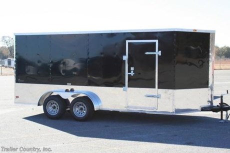 &lt;p&gt;&lt;strong&gt;&lt;span style=&quot;text-decoration: underline;&quot;&gt;NEW 7 x 16 V-NOSE ENCLOSED CARGO MOTORCYCLE TRAILER - TOURING PACKAGE&lt;/span&gt;&lt;/strong&gt;&lt;/p&gt;
&lt;p&gt;Up for your consideration is a Brand New 7x16 Tandem Axle, V-Nosed Enclosed Motorcycle Trailer w/ Touring Package.&lt;/p&gt;
&lt;p&gt;&lt;strong&gt;&lt;span style=&quot;text-decoration: underline;&quot;&gt;Standard&amp;nbsp;EXPRESS SERIES Features&lt;/span&gt;&lt;/strong&gt;:&lt;br /&gt;&amp;bull;Rear Spring Assisted Ramp Door with (2) Barlocks for Security &amp;amp; EZ Lube Hinge Pins&lt;br /&gt;&amp;bull;16&#39; Box Space + V-Nose (TOTAL 18&#39;+ V-Nose)&lt;br /&gt;&amp;bull;(2) 3,500lb 4&quot; Drop Axles w/ EZ LUBE Grease Fittings, &amp;amp; ALL Wheel Electric Brakes&lt;br /&gt;&amp;bull;32&quot; Side Door w/ Lock&lt;br /&gt;&amp;bull;6&#39; Interior Height&lt;br /&gt;&amp;bull;Galvalume Seamed Roof with Luan Lining Strip&lt;br /&gt;&amp;bull;2 5/16&quot; Coupler w/ Snapper Pin&lt;br /&gt;&amp;bull;Heavy Duty Safety Chains&lt;br /&gt;&amp;bull;7-Way Round RV Style Wiring Harness Plug w/ Battery Back-Up &amp;amp; Safety Switch&lt;br /&gt;&amp;bull;7/16&quot; Heavy Duty Top Grade OSB Plywood Walls&lt;br /&gt;&amp;bull;3/4&quot; Heavy Duty Top Grade Plywood Floors&amp;nbsp;&lt;br /&gt;&amp;bull;Smooth Style Fender&lt;br /&gt;&amp;bull;2K A-Frame Top Wind Jack&lt;br /&gt;&amp;bull;Top Quality Exterior Grade Paint&lt;br /&gt;&amp;bull;Plastic Side Flow-Through Vents -or- Roof Vent (Your Choice!)&lt;br /&gt;&amp;bull;(1) 12 Volt Interior Trailer Dome Light w/ Wall Switch&lt;br /&gt;&amp;bull;24&quot; Diamond Plate ATP Front Stone Guard with Matching V-Nose Cap&lt;br /&gt;&amp;bull;15&quot; Radial (ST20575D15) Tires &amp;amp; Wheels&lt;br /&gt;&amp;bull;Complete Exterior Lighting Package&lt;/p&gt;
&lt;p style=&quot;text-align: center;&quot;&gt;&lt;strong&gt;&lt;span style=&quot;text-decoration: underline;&quot;&gt;Touring Package&lt;/span&gt;&lt;/strong&gt;:&lt;br /&gt;24&quot; Polished Metal Trim on Sides and Rear&lt;br /&gt;Color Choice: BLACK -or- WHITE&lt;/p&gt;
&lt;p&gt;* * Manufacturers Title and Limited Warranty Included * *&lt;br /&gt;* * PRODUCT LIABILITY INSURANCE * *&lt;br /&gt;* * FINANCING IS AVAILABLE W/ APPROVED CREDIT * *&lt;/p&gt;
&lt;p&gt;ASK US ABOUT OUR RENT TO OWN PROGRAM - NO CREDIT CHECK - LOW DOWN PAYMENT.&amp;nbsp;&lt;/p&gt;
&lt;p&gt;&lt;br /&gt;Trailer is offered @ factory direct pick up in Pearson, GA...We also offer Nationwide Delivery, please contact us for more information.&lt;br /&gt;CALL: 888-710-2112&lt;/p&gt;