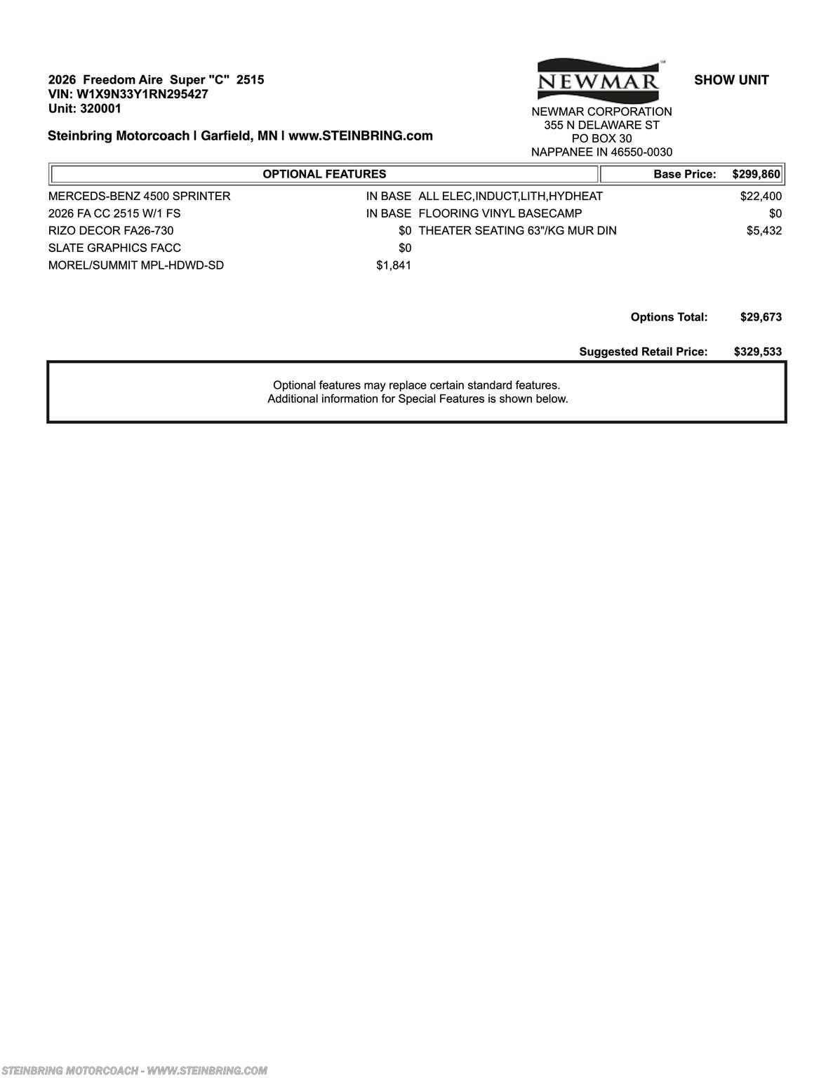 2026 Newmar Freedom Aire 2515 - New Class C For Sale by Steinbring Motorcoach in Garfield, Minnesota features Slideout, Solar Panels, Theater Seating, Hitch