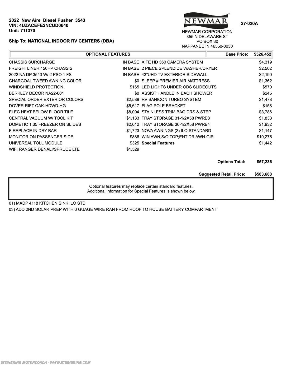 2022 Newmar New Aire 3543 - Used Class A For Sale by Steinbring Motorcoach in Garfield, Minnesota