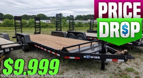 NEW 2023 BWise 20&#39; HD Lo Pro Equipment Hauler w/ 5&#39; Ladder Ramps
Model: EH20-16-HD
GVW: 16000#
Unladen: 3600#
Payload: 12400#
SPECS:
81&quot;W x 20&#39;L
7&quot; Channel Main Frame
2 5/16&quot; Adjustable Coupler
12k Drop Leg Jack
5&#39; Ladder Ramps
4&quot; Drop 8k SS Tandem Axle - Elec
215/75/R17.5h RADL Black Mod Tires
(6) Weld on D-Rings
2&quot; Pressure Treated Decking
FEATURES:
Jack: 12k Spring Loaded Drop Leg Jack
Suspension: 7-Leaf Suspension
Toolbox: Tool Tray w/Lid
Wiring Harness: All Weather Wiring Harness (7-way RV)
Stake Pockets: Stake Pockets w/Rub Rail
Lighting: Rubber Mounted Lifetime LED Lights
WE ARE YOUR ONE STOP SHOP FOR ALL PENNDOT PAPERWORK, FINANCING &amp; INSPECTIONS WHEN YOU PURCHASE A TRAILER HERE AT SMOUSE&#39;S.
** FINANCING AVAILABLE FOR THOSE WHO QUALIFY
** FULL SERVICE CENTER TO INCLUDE INSPECTION,REPAIRS &amp; MODIFICATIONS
** WE STOCK TRAILER PARTS AND ACCESSORIES
** NEED A BRAKE CONTROL? WE INSTALL YOUR BREAK CONTROL WHILE WE ARE DOING YOUR PAPERWORK (IF TRUCK IS PREWIRED) ON YOUR NEW TRAILER.
** WE ARE A MEMBER OF COSTARS
WE ACCEPT CASH-CHECK, VISA &amp; MASTERCARD
*Price, if shown, does not include government &amp; PENNDOT fees, taxes, dealer document preparation charges or any finance charges (if applicable). FOB Mt Pleasant, Pa
Final actual sales price will vary depending on options or accessories selected.
NOTE: Models with a price of &quot;Request a Quote&quot; are always included in a $0 search, regardless of actual value