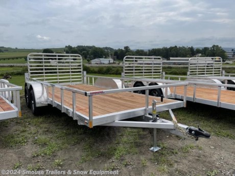 NEW 2023 Legend 7x16 Open Deluxe Utility Trailer
# NEW MARK DOWN!!! $5999!!!!
GVW: 7000#
Unladen: 1265#
Payload: 5735#
Model: 7x16OD - stock photo shown
Overall Dimensions
Overall Length: 234&quot;
Overall Width: 102&quot;
Overall Height: 32&quot;
Interior Box Length: 194&quot;
Interior Box Width: 82&quot;
Deck Height: 17&quot;
Top Rail Height: 15&quot;
Rear Load Type&quot; 48&quot; Ramp Gate
Running Gear
Axle Type: EZ-Lube Spring
Axle Size: 3,500# x 2
Brakes: 2 Braking Axles
Tire Size: ST205/75R14
Wheels: Radial Gun Metal Aluminum
Structural
Cross Member Size: 2&quot; x 3&quot; Tube
Cross Member Spacing: 24&quot; OC
Frame: 2&quot; x 4&quot; Tube
Rail Uprights: 1.5&quot; x 1.5&quot; Tube
Tongue: 3&quot; x 6&quot; Tube
Top Rail: 2&quot; x 2&quot; Tube
Floor: Dura Color 5/4&quot; Radius Edge Decking
Exterior Lighting Type: Surface Mount L.E.D.
Components
Coupler: 2-5/16&quot; Straight
Jack: 2,000# Top-Wind
Fenders: ATP Fender
Tie Downs: Stake Pockets
COMMON USES
General Cargo, ATV/UTV, Powersports, Lawn &amp; Landscape
MANUFACTURERS LIMITED WARRANTY
Structural: 1 Year
The Legend Open Deluxe trailer is the quintessential aluminum utility trailer. ATV.com cited the Legend build quality when it named the Open Deluxe one of the 5 best UTV trailers. Standard with a radius style fold-in ramp gate, feel free to customize with a bi-fold rear or side gate to really dress things up.
WE ARE YOUR ONE STOP SHOP FOR ALL PENNDOT PAPERWORK, FINANCING &amp; INSPECTIONS WHEN YOU PURCHASE A TRAILER HERE AT SMOUSE&#39;S.
** FINANCING AVAILABLE FOR THOSE WHO QUALIFY
** FULL SERVICE CENTER TO INCLUDE INSPECTION,REPAIRS &amp; MODIFICATIONS
** WE STOCK TRAILER PARTS AND ACCESSORIES
** NEED A BRAKE CONTROL? WE INSTALL YOUR BREAK CONTROL WHILE WE ARE DOING YOUR PAPERWORK (IF TRUCK IS PREWIRED) ON YOUR NEW TRAILER.
** WE ARE A MEMBER OF COSTARS
_ WE ACCEPT CASH-CHECK, VISA &amp; MASTERCARD _
*Price, if shown, does not include government &amp; PENNDOT fees, taxes, dealer document preparation charges or any finance charges (if applicable). FOB Mt Pleasant, Pa
Final actual sales price will vary depending on options or accessories selected.
NOTE: Models with a price of &quot;Request a Quote&quot; are always included in a $0 search, regardless of actual value