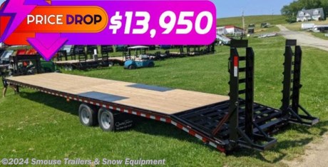 NEW 2023 Quality 36+4 HD PRO Deckover Gooseneck Trailer w/ Pop Up Dove Tail
NEW MARK DOWN - $13,950!!!
Professional Grade (in addition to General Duty features): Heavier main frame I-beams and side rails with 16&quot; cross member spacing allow a higher GVW rating, premium radial tires, toolbox with lockable lid (standard on all professional grade models), LED rubber mounted sealed beam lighting in enclosed boxes with sealed modular wiring harness.
GVW: 25000#
Unladen: 8300#
Payload: 16700#
Model: 25PRO40-DOGN
SPECS:
Treated wood deck
96&quot; wood deck 101.5&quot; to outside of rubrails
10000 lb. oil bath axles with all wheel brakes
Slipper spring suspension
235/80 R16 load range E 10 ply rating West Lake Radial tires
12&quot; I-beam frame (W12x16)
6&quot; channel side rails
3&quot; channel cross members - 16&quot; spacing
12&quot; I-beam uprights, 12&quot; I-beam neck (toolbox and lockable lid)
5 ft. swing-up ramps with support foot
2 5/16&quot; adjustable gooseneck coupler
Dual 12000 lb. drop-foot jacks
Metal plate over wheels for lowest possible loaded deck height (35&quot;)
Stake pockets and rubrail
Self charging break away kit, safety chains, full DOT reflective tape and all rubber mounted LED sealed beam lighting with U.S. made sealed modular harness with 2 year warranty
Primed, 2 coats of acrylic enamel, pin stripe
WE ARE YOUR ONE STOP SHOP FOR ALL PENNDOT PAPERWORK, FINANCING &amp; INSPECTIONS WHEN YOU PURCHASE A TRAILER HERE AT SMOUSE&#39;S.
** FINANCING AVAILABLE FOR THOSE WHO QUALIFY
** FULL SERVICE CENTER TO INCLUDE INSPECTION,REPAIRS &amp; MODIFICATIONS
** WE STOCK TRAILER PARTS AND ACCESSORIES
** NEED A BRAKE CONTROL? WE INSTALL YOUR BREAK CONTROL WHILE WE ARE DOING YOUR PAPERWORK (IF TRUCK IS PREWIRED) ON YOUR NEW TRAILER.
** WE ARE A MEMBER OF COSTARS
WE ACCEPT CASH-CHECK, VISA &amp; MASTERCARD
*Price, if shown, does not include government &amp; PENNDOT fees, taxes, dealer document preparation charges or any finance charges (if applicable). FOB Mt Pleasant, Pa
Final actual sales price will vary depending on options or accessories selected.
NOTE: Models with a price of &quot;Request a Quote&quot; are always included in a $0 search, regardless of actual value