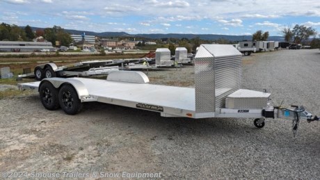 NEW 2023 Aluma 20&#39; HD Anniversary Edition Car Hauler w/ Underbody Ramps
Exclusive to Executive Edition Trailers
Black Aluminum Wheels
8) Bed Lights
Tongue handle
Storage box with light
Receptacle holder
Air Dam
CASH, CHECK OR FINANCING PRICE $12,150!!!
GVW: 9900#
Unladen: 1600#
Payload: 7300#
Weight: 1600
Bed Size: 81&quot; x 244&quot;
Tire Size: 15&quot;

STANDARD FEATURES:
2) 5200# Rubber torsion axles - Easy lube hubs
Electric brakes, breakaway kit
ST205/75R15 LRC Radial tires (1760# cap/tire)
Aluminum wheels, 5-4.5 BHP
Removable aluminum teardrop fenders
Extruded aluminum floor
Front retaining rail
A-Framed aluminum tongue, 48&#226;?&#179; long with 2-5/16&#226;?&#179; coupler
4) Recessed tie rings, SS #5000
2) Fold-down rear stabilizer jacks
Swivel tongue jack, 1500# capacity
LED Lighting package, safety chains
Overall width = 101.5&#226;?&#179;
Overall length = 290&#226;?&#179;

WE ARE YOUR ONE STOP SHOP FOR ALL PENNDOT PAPERWORK, FINANCING &amp; INSPECTIONS WHEN YOU PURCHASE A TRAILER HERE AT SMOUSE&#39;S.
** FINANCING AVAILABLE FOR THOSE WHO QUALIFY
** FULL SERVICE CENTER TO INCLUDE INSPECTION,REPAIRS &amp; MODIFICATIONS
** WE STOCK TRAILER PARTS AND ACCESSORIES
** NEED A BRAKE CONTROL? WE INSTALL YOUR BREAK CONTROL WHILE WE ARE DOING YOUR PAPERWORK (IF TRUCK IS PREWIRED) ON YOUR NEW TRAILER.
** WE ARE A MEMBER OF COSTARS
_ WE ACCEPT CASH-CHECK, VISA OR MASTERCARD _
*Price, if shown, does not include government &amp; PENNDOT fees, taxes, dealer document preparation charges or any finance charges (if applicable). FOB Mt Pleasant, Pa
Final actual sales price will vary depending on options or accessories selected.
NOTE: Models with a price of &quot;Request a Quote&quot; are always included in a $0 search, regardless of actual value