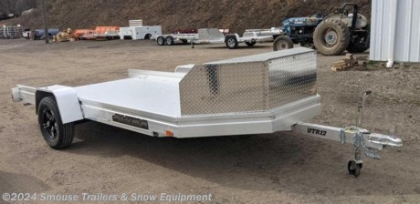 NEW 2024 Aluma 12&#39; UTV Trailer w/ Pull Out Ramp
CASH OR CHECK PRICE $5350!!!
GVW: 2990#
Unladen: 940#
Payload: 2050#
Model: UTR12
Weight: 940#
Bed Size: 78&quot; x 151&quot;
Tires: 14&quot;
STANDARD SPECS
* 3500# Rubber torsion axle (rated at 2990#) - No brakes - Easy lube hubs
* ST205/75R14 LRC radial tires (1760# cap/tire)
* Tiger black aluminum wheels, 5-4.5 BHP
* Aluminum fenders
* Extruded aluminum floor
* Single-pull tongue under bed, 38&quot; long with 2&quot; coupler
* Swivel tongue jack, 1200# capacity
* LED Lighting package, safety chains
* Bed lighting - 6 bed lights, 2 front mounted lights, 1 storage box interior light
* Pull-out ramp, 71.875&quot; wide x 69.5&quot; long
* Solid sides, 7.5&quot; tall with slider channel
* 24&quot; Rock guard with storage box - 32.5&quot;W (short end) x 16&quot; D x 24&quot; H x 64.5&quot; W (long end)
* Tie-down loops &amp; 1) swivel tie-down
* Overall width = 101.5&quot;
* Overall length = 208&quot;
WE ARE YOUR ONE STOP SHOP FOR ALL PENNDOT PAPERWORK, FINANCING &amp; INSPECTIONS WHEN YOU PURCHASE A TRAILER HERE AT SMOUSE&#39;S.
** FINANCING AVAILABLE FOR THOSE WHO QUALIFY
** FULL SERVICE CENTER TO INCLUDE INSPECTION,REPAIRS &amp; MODIFICATIONS
** WE STOCK TRAILER PARTS AND ACCESSORIES
** NEED A BRAKE CONTROL? WE INSTALL YOUR BREAK CONTROL WHILE WE ARE DOING YOUR PAPERWORK (IF TRUCK IS PREWIRED) ON YOUR NEW TRAILER.
** WE ARE A MEMBER OF COSTARS
_ WE ACCEPT CASH-CHECK, VISA &amp; MASTERCARD_
*Price, if shown, does not include government &amp; PENNDOT fees, taxes, dealer document preparation charges or any finance charges (if applicable). FOB Mt Pleasant, Pa
Final actual sales price will vary depending on options or accessories selected.
NOTE: Models with a price of &quot;Request a Quote&quot; are always included in a $0 search, regardless of actual value