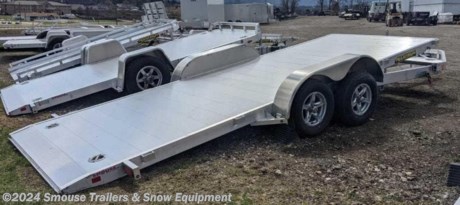 NEW 2024 Aluma 18&#39; HD (20&quot; Stationary + 18&#39; Tilt) Tilt Trailer
CASH OR CHECK PRICE $11,799!!!
GVW: 9990#
Unladen: 1825#
Payload: 8165#
Model: 8218HTILT
**Stock photo shown before axle/wheel upgrade*
Weight: 1825#
Bed Size: 81 x 219
Tires: 15&quot; Aluminum
*SPECS*
*15&quot; radial tires (1760# cap/tire) - UPGRADE*
*2-5200# Rubber torsion axles - Easy lube hubs - UPGRADE*
Electric brakes, breakaway kit
Aluminum wheels, 5-4.5 BHP
Control valve to adjust rate of descent
Bed locks for travel and for locking bed in up position
Removable aluminum teardrop fenders
Extruded aluminum floor
Front retaining rail
A-Framed aluminum tongue, 44.5&quot; long with 2-5/16&quot; coupler
stake pockets (4 per side);
Recessed tie rings, SS 5000#
Padded tongue jack, 2500# capacity
LED Lighting package, safety chains
Overall width = 101.5&quot;
Overall length = 317&quot;
Tilt = 7.5
WE ARE YOUR ONE STOP SHOP FOR ALL PENNDOT PAPERWORK, FINANCING &amp; INSPECTIONS WHEN YOU PURCHASE A TRAILER HERE AT SMOUSE&#39;S.
** FINANCING AVAILABLE FOR THOSE WHO QUALIFY
** FULL SERVICE CENTER TO INCLUDE INSPECTION,REPAIRS &amp; MODIFICATIONS
** WE STOCK TRAILER PARTS AND ACCESSORIES
** NEED A BRAKE CONTROL? WE INSTALL YOUR BREAK CONTROL WHILE WE ARE DOING YOUR PAPERWORK (IF TRUCK IS PREWIRED) ON YOUR NEW TRAILER.
** WE ARE A MEMBER OF COSTARS
_ WE ACCEPT CASH-CHECK, VISA &amp; MASTERCARD _
*Price, if shown, does not include government &amp; PENNDOT fees, taxes, dealer document preparation charges or any finance charges (if applicable). FOB Mt Pleasant, Pa
Final actual sales price will vary depending on options or accessories selected.
NOTE: Models with a price of &quot;Request a Quote&quot; are always included in a $0 search, regardless of actual value
