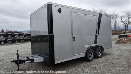 NEW 2024 Legend 8.5x16 Trail Master Flat Front Cargo Trailer w/ Ramp Door
OPTIONS ADDED:
Gullwing Door
12&quot; Additional Height (90&quot; Inside, 85&quot; Door)
Blackout Package
22575R15 Black Aluminum Wheels
22575R15 Black Aluminum Spare Wheel &amp; Tire
CASH, CHECK OR FINANCING PRICE $16,999!!!
GVW: 7000#
8.5x16TMF FEATURES:
HEIGHT: 12&quot; ADDITIONAL: 90&quot; INTERIOR HEIGHT
TOP / NOSE: NO ROUNDTOP
TANDEM AXLE: 3500# 5-BOLT TORSION BRAKE 94.5/80 #832
SPREAD AXLE: NO SPREAD AXLE
BLACK OUT PACKAGE: STANDARD
TIRES &amp; WHEELS: RADIAL BLACK ALUMINUM 15&quot; 5-BOLT ST225/75R15 FENDERS: 1&quot; X 72&quot; ATP FENDER FLARES BLACK
MAIN FRAME: 6&quot; TUBE
FLOOR CROSS MEMBERS: 16&quot; OC FLOOR
WALL STUDS: 16&quot; OC WALLS
ROOF BOWS: 16&quot; OC ROOF
ROOF: 102&quot;
SAFETY CHAIN: 1/4&quot; X 36&quot; (12,600 LBS)
HITCH: 2 5/16&quot; COUPLER
TONGUE: STANDARD TONGUE
TONGUE JACK: 2000# WITH JACK FOOT
TRAILER CONNECTOR: 7-WAY ROUND 8&#39;
SKIN THICKNESS: .040 ALUM
EXTERIOR SCREWS: ZINC EXTERIOR SCREWS
SINGLE COLOR: SILVERFROST
STRIPE OPTION: SINGLE COLOR W/ BLACK ACCENT STRIPE AND DECAL S-LOCK: BLACK CORNERS - BLACKOUT PKG
STONE GUARD: 48&quot; X 115&quot; BLACK ATP
REAR DOOR: RAMP
SKIRTING
RAMP FLAP: REAR STANDARD
SIDE DOOR : RADIUS 36X68 CURBSIDE / BLACK FRAME
SIDE DOOR HOLD BACK: (1) 4&quot; ALUMINUM HOLD BACK
DOOR HARDWARE: S/S RAMP DOOR HARDWARE LOCKABLE BLACK ALL-WEATHER HASPS
DOOR HARDWARE: (1) LEGEND LIGHTED GRAB HANDLE
GULL-WING DOOR: ROADSIDE DELUXE GULL-WING DOOR W/CENTERED HANDLE
FLOOR COVERING: 3/4&quot; ENGINEERED WOOD
REAR DOOR COVERING: 3/4&quot; ENGINEERED WOOD
KICKPLATE: 24&quot; TALL 3/4&quot; ENGINEERED WOOD
INTERIOR WALLS: 3/8&quot; WOOD W/ WHITE VINYL
INTERIOR TRIM: ATP INTERIOR TRIM
CEILING: BUTLER WHITE VINYL CEILING
COVE: WHITE
SPRING COVERS: NO SPRING COVER
5000# D-RINGS: (4) 5000# D-RINGS SHIPPED LOOSE
SIDE VENTS: (1 PAIR) PLASTIC FORCED AIR SIDE VENTS
DOME LIGHTS: (2) RECTANGULAR LED DOME LIGHTS W/12V SWITCH CLEARANCE LIGHTS: STANDARD LED CLEARANCE LIGHTS
TAIL LIGHTS: (1 PAIR) LED TAIL LIGHTS (STANDARD)
12V ELECTRICAL: EXTERIOR MOUNTED 12V JUNCTION BOX 110V PACKAGE: NO SERVICE CHOSEN
EXTERIOR MARKING: STANDARD DECALS
The Trailmaster Flat Front (TMF) is Legend&#39;s deluxe version of an 8.5&#39; wide cargo profile. Standard upgrades from the Thunder/Explorer series include 2&quot; tall tubing roof bows, white vinyl walls and ceiling, 24&quot; kickplate on the internal walls, stainless steel door hardware, bright polished radius corners with side divider strip, upgraded interior lighting, 5K D-Rings and more. This aluminum enclosed cargo trailer is also commonly optioned to have a 3&#39; V-Nose and radius top. Haul your car or toys in style with the Trailmaster series.

Overall Length: 240&quot;
Overall Width: 102&quot;
Overall Height: 102&quot;
Interior Box Length: 16&#39;
Interior Box Width: 97.5&quot;
Interior Height: 78&quot;
Width Between Fenders: 83&quot;
Rear Door: 90&quot;w x 85&quot;h
Axle: 3500# Torsion w/ Brakes
Tires/Wheels: 22575R15 Black Aluminum
Cross Members: 2x3 Tube
Cross Member Spacing: 16&quot; OC
Frame: 2x6 Tube
Roof Bow Size: 1x2 Radius Tube
Roof Bow Spacing: 16&quot;
Roof Profile: Flat Top
Roof Type: One Piece All Aluminum
Wal Stud Size: 1x1.5 Tube
Wall Stud Spacing: 16&quot; OC
Floor: 3/4&quot; Engineered Wood Panel
Interior Walls: 3/8&quot; Wood w/ White Vinyl &amp; 24&quot; Wood Kick
Ceilings: White Vinyl
Exterior Skin: Bonded, Screwless, .040 Aluminum w/ Accent Strip &amp; Decal
Dome Lights: 2 x 12V LED w/ Wall Switch
Exterior Lighting Type: Surface Mount LED
Coupler: 2-5/16&quot; A-Frame
Jack: 2000# Top Wind
Fenders: ATP Fenders
Side Door: 36&quot; Curbside RV w/ Flush Lock &amp; Aluminum Holdback
Tie Downs: (4) D-Rings (shipped loose)
Vents: 2 x Wall Vents

WE ARE YOUR ONE STOP SHOP FOR ALL PENNDOT PAPERWORK, FINANCING &amp; INSPECTIONS WHEN YOU PURCHASE A TRAILER HERE AT SMOUSE&#39;S.
** FINANCING AVAILABLE FOR THOSE WHO QUALIFY
** FULL SERVICE CENTER TO INCLUDE INSPECTION,REPAIRS &amp; MODIFICATIONS
** WE STOCK TRAILER PARTS AND ACCESSORIES
** NEED A BRAKE CONTROL? WE INSTALL YOUR BREAK CONTROL WHILE WE ARE DOING YOUR PAPERWORK (IF TRUCK IS PREWIRED) ON YOUR NEW TRAILER.
** WE ARE A MEMBER OF COSTARS
_ WE ACCEPT CASH-CHECK, VISA &amp; MASTERCARD_
*Price, if shown, does not include government &amp; PENNDOT fees, taxes, dealer document preparation charges or any finance charges (if applicable). FOB Mt Pleasant, Pa
Final actual sales price will vary depending on options or accessories selected.
NOTE: Models with a price of &quot;Request a Quote&quot; are always included in a $0 search, regardless of actual value