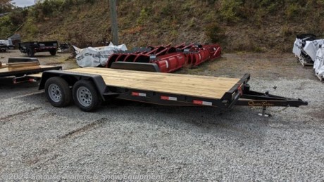 NEW 2024 Quality 18&#39; General Duty Car Hauler w/ 2&#39; Dove
General Duty models upgrade to a 5&quot; channel main frame with 4&quot; channel wrap-around tongue and 3&quot; channel crossmembers. Running gear is spring suspension 3,500 lb. axles with 4-wheel brakes and radial tires. The ramps are 5&#39; long and slide in to tracks from the rear of the trailer. A standard 2&#39; dovetail, a treated wood floor, rubber mounted sealed beam lighting, and skip reflective tape are standard. General Duty models are available in 16&#39;, 18&#39;, and 20&#39; lengths in 7,000, 8,500, and 10,000 GVW ratings.
GVW: 7000
Unladen: 2150
Payload: 4850
MODEL: 7GD18-WD
OPTIONS ADDED:
LED Lights
SPECS:
Treated wood deck
2&#39; Dove
82&quot; between fenders
3500 lb. braking axles with 4 wheel brakes
Double eye spring suspension
205/75 R15 load range C 6 ply rating Caste Rock Radial tires
5&quot; channel frame
3&quot; channel cross members - 24&quot; spacing
4&quot; channel wrap-around tongue
5 ft. rear slide-in ladder-style ramps
2 5/16&quot; A-frame coupler
Swing-up jack
Diamond plate fenders with backs
Steps in front and behind fenders
Stake pockets, self charging break away kit, safety chains, skip DOT reflective tape and all rubber mounted sealed beam lighting with conventional wiring with gel filled connectors
Primed, 2 coats of acrylic enamel, pin striped
WE ARE YOUR ONE STOP SHOP FOR ALL PENNDOT PAPERWORK, FINANCING &amp; INSPECTIONS WHEN YOU PURCHASE A TRAILER HERE AT SMOUSE&#39;S.
** FINANCING AVAILABLE FOR THOSE WHO QUALIFY
** FULL SERVICE CENTER TO INCLUDE INSPECTION,EPAIRS &amp; MODIFICATIONS
** WE STOCK TRAILER PARTS AND ACCESSORIES
** NEED A BRAKE CONTROL? WE INSTALL YOUR BREAK CONTROL WHILE WE ARE DOING YOUR PAPERWORK (IF TRUCK IS PREWIRED) ON YOUR NEW TRAILER.
** WE ARE A MEMBER OF COSTARS
_ WE ACCEPT CASH-CHECK &amp; VISA, MASTERCARD
*Price, if shown, does not include government &amp; PENNDOT fees, taxes, dealer document preparation charges or any finance charges (if applicable). FOB Mt Pleasant, Pa
Final actual sales price will vary depending on options or accessories selected.
NOTE: Models with a price of &quot;Request a Quote&quot; are always included in a $0 search, regardless of actual value