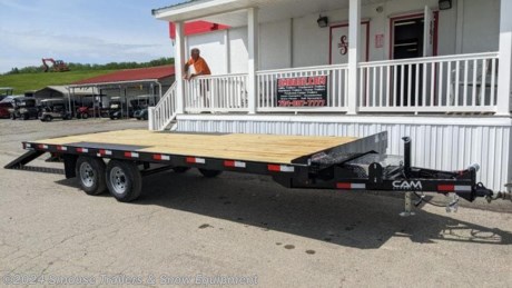 NEW 2024 CAM Superline 20&#39; General Duty Flat Deck Deckover w/ 8&#39; Underbody Ramps
GVW: 9900#
Unladen: 2900#
Payload: 7000#
CASH OR CHECK PRICE $7099!!!
Model: 5CAM820LDDO
Main Frame: 5&quot; Channel @ 6.7 lb
Crossmembers: 3&quot; Channel
Side Rail: 5&quot; Channel @ 6.7 lb
Tongue: 5&quot; Channel @ 6.7 lb
Beavertail: FLAT DECK
Coupler: Adjustable Coupler
Jack: 7K Bolt-On Drop
Axles: 5200#
Suspension: Slipper Spring Suspension
Tires: 22575R16 Silver Spoke Wheels
Decking: Pressure Treated Pine Decking
Light: LED - Rubber Mounted
Electric Plug: 7 Way SAE Plug
Finish: PPG Industrial Polyurethane Paint
Overall Length / Flat: 262&quot; / 216&quot;
Deck Height: 30&quot;
Coupler Height: 15&quot; - 21.5&quot;
Ramps: 8&#39; Slide Out Ramps
# GENERAL DUTY FLATBED DECKOVER
*2023 Updates include: Tongue extension to 4.5&#226;?&#178; | Drop-In Aluminum Toolbox | 8&#226;?&#178; Slide-Out Ramps*
The General Duty Deckover Flatbed shares the same features and frame as our beavertail General Duty Deckover while being designed for easy loading and offloading of pallets or materials. The 8&#226;?&#178; slide-out ramps provide you with the ability to load equipment while easily stowing away under the deck when not in use.
FEATURES
Adjustable 2-5/16&quot; Ball Coupler or Pintle Ring
Safety Chains
7-Way SAE Plug
Zip Breakaway System
8&#39; Slide-Out Ramps
7K Bolt-On Drop Leg Jack
EZ Lube Axles
Electric Brake Axles (2)
Nev-R-Adjust Brakes
Double-Eye Spring Suspension
Steel Wheels
Epoxy Primer
Polyurethane Paint Finish
Pressure-Treated Pine Decking
Spare Tire Mount
Stake Pockets and Rub Rail
Drop-In Aluminum Toolbox
Branded Mud Flaps
Sealed Wiring Harness
LED Lights - Rubber Mounted
Three Year Warranty

WE ARE YOUR ONE STOP SHOP FOR ALL PENNDOT PAPERWORK, FINANCING &amp; INSPECTIONS WHEN YOU PURCHASE A TRAILER HERE AT SMOUSE&#39;S.
** FINANCING AVAILABLE FOR THOSE WHO QUALIFY
** FULL SERVICE CENTER TO INCLUDE INSPECTION,REPAIRS &amp; MODIFICATIONS
** WE STOCK TRAILER PARTS AND ACCESSORIES
** NEED A BRAKE CONTROL? WE INSTALL YOUR BREAK CONTROL WHILE WE ARE DOING YOUR PAPERWORK (IF TRUCK IS PREWIRED) ON YOUR NEW TRAILER.
** WE ARE A MEMBER OF COSTARS
_ WE ACCEPT CASH-CHECK, MASTERCARD &amp; VISA _
*Price, if shown, does not include government &amp; PENNDOT fees, taxes, dealer document preparation charges or any finance charges (if applicable). FOB Mt Pleasant, Pa
Final actual sales price will vary depending on options or accessories selected.
NOTE: Models with a price of &quot;Request a Quote&quot; are always included in a $0 search, regardless of actual value