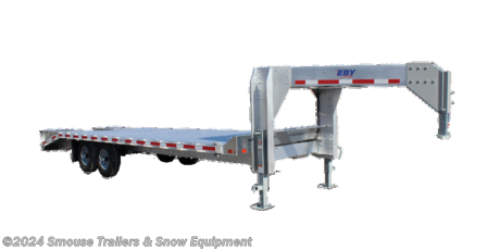 NEW 2023 EBY 24&#39;6&quot; TRADESMAN GOOSENECK ALUMINUM DECKOVER Trailer w/ 50/50 Fold Flat Ramps w/ Aluminum Wheels
CASH OR CHEC PRICE $22,050!!!
15,900#GVWR
3,364# Unladen
12,536 # Payload
Model#GN16K
EBY&#39;s 15.9K Gooseneck is a lightweight design that delivers a heavy-duty payload capacity. Engineered to maximize aluminum&#39;s fuel-efficient, low-maintenance characteristics, the 15.9K Gooseneck stands head and shoulders above typical steel trailers, allowing you to haul more and save more. Complete the package with an impressive array of options--spare tire, winches, wheel and axle choices and more!
SPECS:
10 3/8&quot; extruded aluminum main beams
Extruded aluminum floor
Dexter torsion ride axles
Electric brakes (Electric/hydraulic disc and drum available)
30&quot; fold flat ramps
Removable D rings
LED Lighting
WE ARE YOUR ONE STOP SHOP FOR ALL PENNDOT PAPERWORK, FINANCING &amp; INSPECTIONS WHEN YOU PURCHASE A TRAILER HERE AT SMOUSE&#39;S.
** FINANCING AVAILABLE FOR THOSE WHO QUALIFY
** FULL SERVICE CENTER TO INCLUDE INSPECTION,REPAIRS &amp; MODIFICATIONS
** WE STOCK TRAILER PARTS AND ACCESSORIES
** NEED A BRAKE CONTROL? WE INSTALL YOUR BREAK CONTROL WHILE WE ARE DOING YOUR PAPERWORK (IF TRUCK IS PREWIRED) ON YOUR NEW TRAILER.
** WE ARE A MEMBER OF COSTARS
_ WE ACCEPT CASH-CHECK, MASTERCARD &amp; VISA _
*Price, if shown, does not include government &amp; PENNDOT fees, taxes, dealer document preparation charges or any finance charges (if applicable). FOB Mt Pleasant, Pa
Final actual sales price will vary depending on options or accessories selected.
NOTE: Models with a price of &quot;Request a Quote&quot; are always included in a $0 search, regardless of actual value