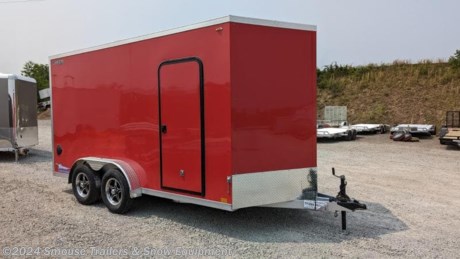 NEW 2024 Legend 7.5 x 14 plus 2&#39; V-Nose Thunder Cargo Trailer w/ Ramp

OPTIONS ADDED:
84&quot; Interior Height (82&quot; Door)
Stainless Steel Bars on Ramp
Ramp Door w/ Extended Ramp Door Flap
Black Aluminum Wheels - 20575R15
CASH OR CHECK PRICE IS $10,375!!!!
GVW: 7000#
Unladen: 1428#
Payload: 5572#
This 7.5 wide all-aluminum enclosed v-nose cargo trailer may be where Legend starts, but Thunders pack a punch comparable to other manufacturers&#39; top of the line offerings. Utilizing the same Legend material and build quality, Thunder aluminum enclosed trailers offer strength and reliability with fewer bells and whistles found on our deluxe models. The all aluminum Thunder V-Nose 7.5 wide cargo trailer delivers tremendous value without sacrificing performance.
COMMON USES
General Cargo, ATV/UTV, Powersports, Lawn &amp; Landscape, Construction
MANUFACTURERS LIMITED WARRANTY
Structural: 2 Years
Model: 7.5X16TV
HEIGHT: 6&quot; ADDITIONAL: 84&quot; INTERIOR HEIGHT
TANDEM AXLE: 3500# 5-BOLT TORSION BRAKE 95.5/82 #234
SPREAD AXLE: NO SPREAD AXLE
DELUXE PACKAGE: ALUMINUM WHEELS &amp; STAINLESS STEEL BARS TIRES &amp; WHEELS: RADIAL BLACK ALUMINUM 15&quot; 5-BOLT ST205/75R15 - DLX PKG
FENDERS: 7&quot; X 68&quot; ATP FENDER
MAIN FRAME: 4&quot; TUBE
FLOOR CROSS MEMBERS: 24&quot; OC FLOOR
WALL STUDS: 24&quot; OC WALLS
ROOF BOWS: 24&quot; OC ROOF
ROOF: 88&quot;
SAFETY CHAIN: 1/4&quot; X 36&quot; (12,600 LBS)
HITCH: 2 5/16&quot; COUPLER
TONGUE: STANDARD TONGUE
TONGUE JACK: 2000# WITH JACK FOOT
TRAILER CONNECTOR: 7-WAY ROUND 8&#39;
SKIN THICKNESS: .030 ALUMINUM SKINS
EXTERIOR SCREWS: ZINC EXTERIOR SCREWS
SINGLE COLOR: VICTORY RED
NOSE: STANDARD STYLE NOSE
NOSE AND CORNERS: COLOR MATCH NOSE &amp; CORNERS
STRIPE OPTION: SINGLE COLOR W/ NO ACCENT STRIPE
STONE GUARD: 16&quot; X 107&quot; POLISHED ATP
REAR DOOR: RAMP
SKIRTING
RAMP FLAP: REAR STANDARD
SIDE DOOR : RADIUS 30X68 CURBSIDE / BLACK FRAME
SIDE DOOR HOLD BACK: (1) 6&quot; PLASTIC HOLD BACK
DOOR HARDWARE: S/S RAMP DOOR HARDWARE - DLX PKG
FLOOR COVERING: 3/4&quot; ENGINEERED WOOD
REAR DOOR COVERING: 3/4&quot; ENGINEERED WOOD
INTERIOR WALLS: 3/8&quot; ENGINEERED WOOD
INTERIOR TRIM: ATP INTERIOR TRIM
CEILING: NO BUTLER WHITE VINYL CEILING
SPRING COVERS: NO SPRING COVER
SIDE VENTS: (1 PAIR) PLASTIC FORCED AIR SIDE VENTS
DOME LIGHTS: (1) EURO STYLE DOME LIGHT
CLEARANCE LIGHTS: STANDARD LED CLEARANCE LIGHTS
TAIL LIGHTS: (1 PAIR) LED TAIL LIGHTS (STANDARD)
110V PACKAGE: NO SERVICE CHOSEN
EXTERIOR MARKING: STANDARD DECALS
WE ARE YOUR ONE STOP SHOP FOR ALL PENNDOT PAPERWORK, FINANCING &amp; INSPECTIONS WHEN YOU PURCHASE A TRAILER HERE AT SMOUSE&#39;S.
** FINANCING AVAILABLE FOR THOSE WHO QUALIFY
** FULL SERVICE CENTER TO INCLUDE INSPECTION,REPAIRS &amp; MODIFICATIONS
** WE STOCK TRAILER PARTS AND ACCESSORIES
** NEED A BRAKE CONTROL? WE INSTALL YOUR BREAK CONTROL WHILE WE ARE DOING YOUR PAPERWORK (IF TRUCK IS PREWIRED) ON YOUR NEW TRAILER.
** WE ARE A MEMBER OF COSTARS
WE ACCEPT CASH-CHECK, VISA &amp; MASTERCARD
*Price, if shown, does not include government &amp; PENNDOT fees, taxes, dealer document preparation charges or any finance charges (if applicable). FOB Mt Pleasant, Pa
Final actual sales price will vary depending on options or accessories selected.
NOTE: Models with a price of &quot;Request a Quote&quot; are always included in a $0 search, regardless of actual value