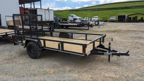 NEW 2024 CAM SUPERLINE 6x10 Tubular Top Rail Utility Trailer w/ Spring Assist
CASH, CHECK OR FINANCING PRICE $2475!!!
3K SINGLE AXLE UTILITY TRAILER
The 3K Utility Trailer from CAM Superline was built for both the off-road enthusiast and the dedicated landscaper. Whether you are planning on using this trailer occasionally on the weekends or you plan to use this as a daily instrument in your line of work, the 3K Utility Trailer can get the job done. These trailers feature Self-Retained Gate Pins, Setback Jack, Fold-Flat HD Ramp Gate with Spring-Assist, Protected Wiring, and a 3-Year Warranty.
GVW: 2990#
Unladen: 900#
Payload: 2000#
Model# PUTT7210-BP-030
FEATURES:
Frame: 3 x 2 x 3/16 Angle
Crossmembers: 3 x 2 x 3/16 Angle (24&quot; On-Center)
Top Rail: 2 x 2 Square Tube
Tongue: 3&quot; Channel (A-Frame)
Uprights: 2 x 2 Square Tube
Coupler: 2&quot; Ball
Jack: 2k Zinc Plated, Setback
Fenders: Diamond Plate
Axles: Cambered Idler
Suspension: Leaf Spring
Tires: 20575R15 LRC
Wheels: 15&quot;, 5 on 4.5, Radial Tires
Decking: 2 x 6 Pressure Treated Pine
Lights: LED Lights
Electric Plug: 4 Way Flat
Finish: PPG Industrial Polyurethane Paint
Overall Length: 185&quot;
Bed Length: 120&quot;
Bed Width: 71.5&quot;
Deck Height: 18&quot;
Coupler Height: 16&quot;
Gate: 4&#39; Landscape Gate, Spring Assisted
SPECS:
2&quot; x 2&quot; Tube Top Rail
Tube Uprights
2&quot; Ball Coupler
Safety Chains
4-Way Flat Plug
Setback Jack
4&#39; Spring-Assist Laydown Gate
EZ Lube Axles
Radial Tires
Steel Wheels
Epoxy Primer
Polyurethane Paint
Pressure-Treated Pine Decking
Spare Tire Mount
Rub Rail
Enclosed Wiring
LED Lights - Rubber Mounted
Three Year Warranty
WE ARE YOUR ONE STOP SHOP FOR ALL PENNDOT PAPERWORK, FINANCING &amp; INSPECTIONS WHEN YOU PURCHASE A TRAILER HERE AT SMOUSE&#39;S.
** FINANCING AVAILABLE FOR THOSE WHO QUALIFY
** FULL SERVICE CENTER TO INCLUDE INSPECTION,REPAIRS &amp; MODIFICATIONS
** WE STOCK TRAILER PARTS AND ACCESSORIES
** NEED A BRAKE CONTROL? WE INSTALL YOUR BREAK CONTROL WHILE WE ARE DOING YOUR PAPERWORK (IF TRUCK IS PREWIRED) ON YOUR NEW TRAILER.
** WE ARE A MEMBER OF COSTARS
WE ACCEPT CASH-CHECK, VISA &amp; MASTERCARD
*Price, if shown, does not include government &amp; PENNDOT fees, taxes, dealer document preparation charges or any finance charges (if applicable). FOB Mt Pleasant, Pa
Final actual sales price will vary depending on options or accessories selected.
NOTE: Models with a price of &quot;Request a Quote&quot; are always included in a $0 search, regardless of actual value