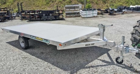 NEW 2024 Aluma 14&#39; Raft Trailer w/ Roller &amp; Winch
CASH, CHECK OR FINANCING PRICE $3599!!!
Model: 8414RT
Weight: 600#
Bed Size: 84&quot; x 168&quot;
2200# Rubber torsion axle - No brakes - Easy lube hubs
ST175/80R13 LRC tires (1360# cap/tire)
Silver mod steel wheels - 5 on 4.5 bolt pattern - Easy lube spindle
Heavy-duty A-frame tongue with 2&quot; zinc-plated coupler
5/8&quot; Treated marine tech plywood floor
Tie down loops welded underneath
LED Lighting package, seal beam lights and wiring harness
Safety chains
Overall width = 85&quot;
Overall length =8414RT=224&quot;
Tongue-mounted winch
Roller mounted on rear of bed
ATV Side frame
Swivel tongue jack, 1200# capacity
WE ARE YOUR ONE STOP SHOP FOR ALL PENNDOT PAPERWORK, FINANCING &amp; INSPECTIONS WHEN YOU PURCHASE A TRAILER HERE AT SMOUSE&#39;S.
** FINANCING AVAILABLE FOR THOSE WHO QUALIFY
** FULL SERVICE CENTER TO INCLUDE INSPECTION,REPAIRS &amp; MODIFICATIONS
** WE STOCK TRAILER PARTS AND ACCESSORIES
** NEED A BRAKE CONTROL? WE INSTALL YOUR BREAK CONTROL WHILE WE ARE DOING YOUR PAPERWORK (IF TRUCK IS PREWIRED) ON YOUR NEW TRAILER.
** WE ARE A MEMBER OF COSTARS
_ WE ACCEPT CASH-CHECK, VISA &amp; MASTERCARD _
*Price, if shown, does not include government &amp; PENNDOT fees, taxes, dealer document preparation charges or any finance charges (if applicable). FOB Mt Pleasant, Pa
Final actual sales price will vary depending on options or accessories selected.
NOTE: Models with a price of &quot;Request a Quote&quot; are always included in a $0 search, regardless of actual value
