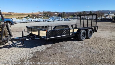 NEW 2024 CAM Superline 7x16 Utility Trailer w/ ATV Side Ramps
CASH, CHECK OR FINANCING PRICE $4599!!!
GVW: 7000#
Unladen: 1910#
Payload: 5090#

MODEL: ATV8216-BP-070
FEATURES
13&quot; Tall Sides
2&quot; x 2&quot; Tube Top Rail
Tube Uprights
Safety Chains
Wiring Enclosed in Tubular Steel
Setback Zinc Plated Jack
Fold-Flat HD Ramp Gate with Handle
Spring-Assisted Rear Ramp Gate
5&#39; Fabricated Steel Ramps (Side Storing)
Self-Retained Gate Pins
Tread Plate Fenders
Easy Lube Hubs
15&quot; Radial Tires
Steel Wheels
PPG Paint Finish
Pressure Treated 2&quot; x 6&quot; Decking
Front and Rear Board Retainers
Stake Pockets
Spare Tire Carrier
All LED Lights
Limited 3-Year Warranty

WE ARE YOUR ONE STOP SHOP FOR ALL PENNDOT PAPERWORK, FINANCING &amp; INSPECTIONS WHEN YOU PURCHASE A TRAILER HERE AT SMOUSE&#39;S.
** FINANCING AVAILABLE FOR THOSE WHO QUALIFY
** FULL SERVICE CENTER TO INCLUDE INSPECTION,REPAIRS &amp; MODIFICATIONS
** WE STOCK TRAILER PARTS AND ACCESSORIES
** NEED A BRAKE CONTROL? WE INSTALL YOUR BREAK CONTROL WHILE WE ARE DOING YOUR PAPERWORK (IF TRUCK IS PREWIRED) ON YOUR NEW TRAILER.
** WE ARE A MEMBER OF COSTARS
_ WE ACCEPT CASH-CHECK, VISA &amp; MASTERCARD _
*Price, if shown, does not include government &amp; PENNDOT fees, taxes, dealer document preparation charges or any finance charges (if applicable). FOB Mt Pleasant, Pa
Final actual sales price will vary depending on options or accessories selected.
NOTE: Models with a price of &quot;Request a Quote&quot; are always included in a $0 search, regardless of actual value