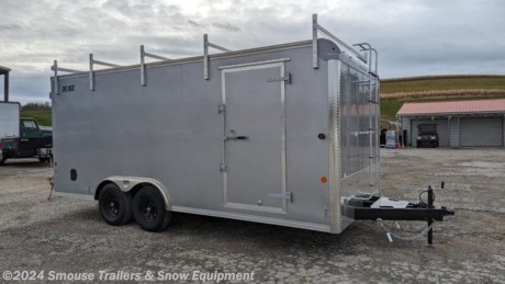 NEW 2024 Car Mate 8x18 HD Custom Cargo Trailer w/ Barn Doors
OPTIONS ADDED:
Reinforced Roof (78&quot; Interior Height, 73&quot; Doors)
(4) Ladder Racks w/ Ladder Up Front
Triple A-Frame Tongue
16&quot; OC Floor
(3) 8&#39; Wide Steel Shelfs
110V 15 AMP Inlet Receptacle
110V Duplex Wall Receptacle
9990# GVW, 12&quot; Brakes, 22575R15 Black Spoke Wheels
6000# Torsion Axles
(2) LED Dome Lights w/ Wall Switch
Wall Vents
CASH, CHECK OR FINANCING PRICE $12,950!!!
GVW: 9990#
Unladen: 3615#
Payload: 6375#
MODEL: CM818CC-HD
SPECS
205/75R15 C Range
Silver Spoke Wheels - Bolt Pattern 5 - 4 1/2
A-Frame Tongue w/Safety Chains and Hooks
Genuine Dexter Torflex Axle(s) w/E-Z Lube Hubs
Forward Self Adjusting Electric Brakes w/Breakaway Kit &amp; Charger
7 Pole Light Plug Connector
3/8&quot; Plywood Walls - 16&quot; OC
.030 Exterior Aluminum
.032 Seamless 1 pc. Aluminum Roof - LIFETIME WARRANTY
Steel Hat Roof Bows - 24&quot; OC
3/4&quot; Plywood Floor - Painted Both Sides - LIFETIME WARRANTY
4&quot; Formed C-Channel Crossmembers - 24&quot; OC
Structural Steel Tube Frame
Aluminum Diamond Plate Corners
16&quot; Aluminum Diamond Plate Front Stone Guard
Hot Dipped Galvanized Door Hardware
LED Lighting - LIFETIME WARRANTY
Overall Exterior Length: 21&#39; 11&quot;
Exterior Height: 103&quot;
Overall Exterior Width: 98&quot;
Interior Box Length: 17&#39;8&quot;
Interior Box Width: 92&quot;
Width Between Wheels Wells: 80&quot;
Interior Height: 78 1/2&quot;
Double Rear Doors: 90&quot; W x 73&quot; H Opening
Side Man Door: 36&quot;w


WE ARE YOUR ONE STOP SHOP FOR ALL PENNDOT PAPERWORK, FINANCING &amp; INSPECTIONS WHEN YOU PURCHASE A TRAILER HERE AT SMOUSE&#39;S.
*** FINANCING AVAILABLE FOR THOSE WHO QUALIFY
*** FULL SERVICE CENTER TO INCLUDE INSPECTION,REPAIRS &amp; MODIFICATIONS
*** WE STOCK TRAILER PARTS AND ACCESSORIES
*** NEED A BRAKE CONTROL? WE INSTALL YOUR BREAK CONTROL WHILE WE ARE DOING YOUR PAPERWORK (IF TRUCK IS PREWIRED) ON YOUR NEW TRAILER.
*** WE ARE A MEMBER OF COSTARS
*WE ACCEPT CASH, CHECK, VISA &amp; MASTERCARD*
*Price, if shown, does not include government &amp; PENNDOT fees, taxes, dealer document preparation charges or any finance charges (if applicable). FOB Mt Pleasant, Pa
Final actual sales price will vary depending on options or accessories selected.
NOTE: Models with a price of &quot;Request a Quote&quot; are always included in a $0 search, regardless of actual value