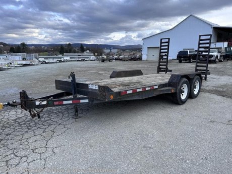 USED 2003 Top Brand 16&#39; Equipment Trailer with Standup Ramps 
TRAILER IS SOLD AS IS!
GVW: 9990 
Unladen: 2400
 Payload: 7590
WE ARE YOUR ONE STOP SHOP FOR ALL PENNDOT PAPERWORK, FINANCING &amp; INSPECTIONS WHEN YOU PURCHASE A TRAILER HERE AT SMOUSE&#39;S.
** FINANCING AVAILABLE FOR THOSE WHO QUALIFY
** FULL SERVICE CENTER TO INCLUDE INSPECTION,REPAIRS &amp; MODIFICATIONS
** WE STOCK TRAILER PARTS AND ACCESSORIES
** NEED A BRAKE CONTROL? WE INSTALL YOUR BREAK CONTROL WHILE WE ARE DOING YOUR PAPERWORK (IF TRUCK IS PREWIRED) ON YOUR NEW TRAILER.
** WE ARE A MEMBER OF COSTARS
_ WE ACCEPT CASH-CHECK &amp; ALL MAJOR CREDIT CARDS _
Price, if shown, does not include government &amp; PENNDOT fees, taxes, dealer document preparation charges or any finance charges (if applicable). FOB Mt Pleasant, Pa
Final actual sales price will vary depending on options or accessories selected.
NOTE: Models with a price of &quot;Request a Quote&quot; are always included in a $0 search, regardless of actual value