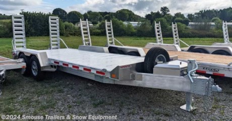 NEW 2023 EBY 20&#39; ALL ALUMINUM Lo Pro Equipment Hauler w/ 6&#39; Standup Ramps
CASH OR CHECK PRICE $13,325
82&quot; Between Fenders
14,000#GVWR
2396# Unladen
11604 # Payload
OPTIONS ADDED:
A-Frame Toolbox
23580R16 LRE Aluminum Wheels
23580R6 LRE Steel Spare
MODEL: LP14K
NOTE: Equipment Not Included on Trailers in Pictures
14K LOW PRO
Haul more to do more while looking great.
The 14K Low-Profile is a heavy-duty yet lightweight trailer ideal for handling tall loads. Constructed of fuel-efficient, low-maintenance aluminum, the 14K Low-Profile flatbed is engineered to perform and built to last.
STANDARD SPECIFICATIONS
GVWR: 14,000 lbs
Tare Weight: 20&#39; -- 2,311 lbs
Deck Length: 20&#39; (including beavertail)
Deck Width 82&quot; (86-1/4&quot; including pockets and rub rail)
Floor: 2-1/4&quot; Height extruded aluminum plank; 82&quot; between fenders
Beavertail: 27&quot;; 4-1/2&quot; drop
Fenders: Permanent formed heavy-duty
Frame: 10&quot; Channel
Axles: 7K Dexter torsion ride
Wheels: 16&quot; Aluminum
Tires: 235/80R16
Coupler: 2-5/16&quot; Adjustable 15K ball coupler
Stake Pockets: 2&quot; x 4&quot; Stake pockets in front and behind fenders with rub rail
Ramps: 60&quot;L x 16&quot;W fold-up ramps (tube frame with angle crossmembers). Ramps are pinned in the upright position with aluminum bars; positions are adjustable for various track widths
Tie Downs: (4) D-rings
Landing Leg: 12K Side crank with drop-leg
Lighting: LED oval stop/tail/turn lights, 1&quot; round LED clearance and marker lights
Electrical: 7-Pin RV plug; breakaway kit
WE ARE YOUR ONE STOP SHOP FOR ALL PENNDOT PAPERWORK, FINANCING &amp; INSPECTIONS WHEN YOU PURCHASE A TRAILER HERE AT SMOUSE&#39;S.
** FINANCING AVAILABLE FOR THOSE WHO QUALIFY
** FULL SERVICE CENTER TO INCLUDE INSPECTION,REPAIRS &amp; MODIFICATIONS
** WE STOCK TRAILER PARTS AND ACCESSORIES
** NEED A BRAKE CONTROL? WE INSTALL YOUR BREAK CONTROL WHILE WE ARE DOING YOUR PAPERWORK (IF TRUCK IS PREWIRED) ON YOUR NEW TRAILER.
** WE ARE A MEMBER OF COSTARS
_ WE ACCEPT CASH-CHECK, VISA &amp; MASTERCARD _
*Price, if shown, does not include government &amp; PENNDOT fees, taxes, dealer document preparation charges or any finance charges (if applicable). FOB Mt Pleasant, Pa
Final actual sales price will vary depending on options or accessories selected.
NOTE: Models with a price of &quot;Request a Quote&quot; are always included in a $0 search, regardless of actual value