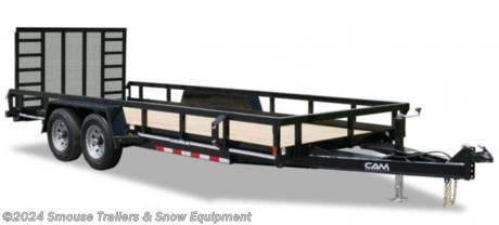 NEW 2023 CAM Superline 7x20 HD Utility Trailer

## CASH OR CHECK PRICE $6250!!!

GVW: 9900#
Unladen: 2540#
Payload: 7360#

**Model: 8220TAT-B-100**

**10K TANDEM AXLE UTILITY TRAILER**

**The 10K Tandem Axle Utility Trailer from CAM Superline was designed to haul small tractors, compact equipment, and side-by-sides. The 10K Utility Trailer features a 7K Drop-Leg Jack, Rub Rails, and a Reinforced 4&#39; Spring-Assist Laydown Gate. This trailer offers an optional 5&#39; Spring Assist Gate that provides you with a smaller load angle making it easier to load and unload your equipment.**

SPECS:
Frame: 5 x 3 x 1/4&quot; Angle
Crossmembers: 3 x 2 x 3/16&quot; Angle
Top Rail: 2 x 2 Square Tube
Tongue: 5&quot; Channel (A-Frame)
Uprights: 2 x 2 Square Tube
Coupler: Adjustable 2 5/16&quot; Ball Coupler or Pintle Ring
Jack: 7k Bolt on Drop Leg Jack
Fenders: Diamond Plate
Axles: 5200lb Greased
Suspension: Equalized Leaf Spring
Tires: 22575R15 LRD
Wheels; 15&quot; Spoke
Decking: Pressure Treated Pine Decking
Lights: LED Lights - Rubber Mounted
Electric Plug: 7 Pole RV Molded Flat Blade
Finish: PPG INdustrial Polyurethane Paint
Overall Length: 270&quot;
Bed Length: 216&quot;
Bed Width: 81.5&quot;
Deck Height: 20&quot;
Coupler Height: 14.5&quot; - 23.5&quot;
Gate: 2x2 Tube, Mesh Covered, Full Width Spring Assist Ramp Gate with Handle

FEATURES:
Tube Uprights and Top Railing
Adjustable 2-5/16&quot; Ball Coupler or Pintle Ring
Zip Breakaway System
7K Set-Back Jack
4&#39; Spring-Assist Laydown Gate
Diamond Plate Fenders
Electric Brake Axles (2)
Radial Tires
Silver Wheels
Epoxy Primer
Polyurethane Paint Finish
Pressure-Treated Pine Decking
Spare Tire Mount
Rub Rail
Sealed Harness
LED Lights - Rubber Mounted
Three Year Warranty

**WE ARE YOUR ONE STOP SHOP FOR ALL PENNDOT PAPERWORK, FINANCING &amp; INSPECTIONS WHEN YOU PURCHASE A TRAILER HERE AT SMOUSE&#39;S.**

\*\* FINANCING AVAILABLE FOR THOSE WHO QUALIFY
\*\* FULL SERVICE CENTER TO INCLUDE INSPECTION,REPAIRS &amp; MODIFICATIONS
\*\* WE STOCK TRAILER PARTS AND ACCESSORIES
\*\* NEED A BRAKE CONTROL? WE INSTALL YOUR BRAKE CONTROL WHILE WE ARE DOING YOUR PAPERWORK (IF TRUCK IS PREWIRED) ON YOUR NEW TRAILER.
\*\* WE ARE A MEMBER OF COSTARS

\_ **WE ACCEPT CASH-CHECK, VISA &amp; MASTERCARD** \_

\*Price, if shown, does not include government &amp; PENNDOT fees, taxes, dealer document preparation charges or any finance charges (if applicable). FOB Mt Pleasant, Pa
Final actual sales price will vary depending on options or accessories selected.
NOTE: Models with a price of &quot;Request a Quote&quot; are always included in a $0 search, regardless of actual value