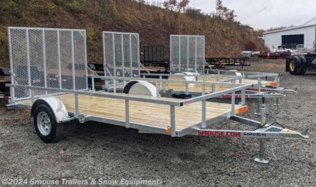 NEW 2024 Load Rite 6x14 ALL GALVANIZED Utility w/ Spring Assist Gate

**Model: UT6514**

## CASH, CHECK OR FINANCING PRICE $3125!!!


&lt;br&gt;
GVW: 2999#
Unladen: 1300#
Payload: 1699#

**THE GALVANIZED EDGE**

**SUPERIOR CORROSION RESISTANT FINISH**

Hot-dip galvanizing is a total immersion process. Unlike painted tube, this complete coverage ensures even the insides of hollow and tubular structures are plated. Hot-dip galvanizing is not just a coating like paint. It bonds zinc to the steel at the molecular level. Hot-dip galvanizing can provide decades of corrosion protection and results in the coating becoming part of the steel rather than a surface element as with paint.

**SPECS:**
Hot Dipped Galvanized Spoke Wheels
LED DOT Lighting
Diamond Plate Aluminum Fenders
\*\*Top Wind Set Back Jack w/ Foot \*\* ( Does not interfere w/ your truck tailgate)

**STANDARD FEATURES:**
(6) Galvanized Tie Down Loops
Welded, Hot Dipped Tubular Steel Frame
A-Frame Style Tongue
5&#39; Tubular Steel Gate, Mesh Covered w/ Spring Assist (Galvanized)
Pressure Treated Plank Deck
3500# Dexter Spring Axles w/ EZ Lube Hubs (Galvanized)

**WE ARE YOUR ONE STOP SHOP FOR ALL PENNDOT PAPERWORK, FINANCING &amp; INSPECTIONS WHEN YOU PURCHASE A TRAILER HERE AT SMOUSE&#39;S.**

\*\*FINANCING AVAILABLE FOR THOSE WHO QUALIFY
\*\*FULL SERVICE CENTER TO INCLUDE INSPECTION,REPAIRS &amp; MODIFICATIONS
\*\* WE STOCK TRAILER PARTS AND ACCESSORIES
\*\* Need A Brake Control? We will install your brake control while we are doing your paper work (if truck is prewired) on your new trailer.

**WE ACCEPT CASH-CHECK , VISA &amp; MASTERCARD!**

\*Price, if shown, does not include government &amp; PENNDOT fees, taxes, dealer document preparation charges or any finance charges (if applicable). FOB Mt Pleasant, Pa
Final actual sales price will vary depending on options or accessories selected.
NOTE: Models with a price of &quot;Request a Quote&quot; are always included in a $0 search, regardless of actual value
