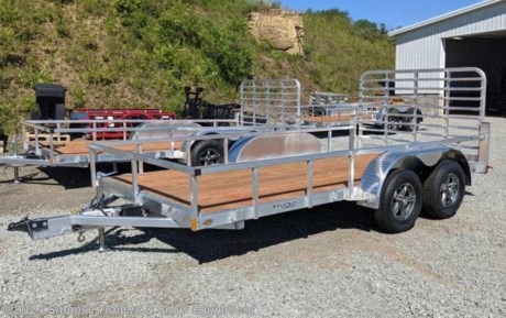 NEW 2024 Legend 7x14 Open Deluxe Aluminum Tandem Axle Utility Trailer LG376

**OPTIONS ADDED:**
**20575R15 Gunmetal Gray Aluminum Wheels**

## CASH, CHECK OR FINANCING PRICE $5525!!!!

**MODEL: 7X14OD - VIN: 5WMBF1423R1009759 (LG376)**

GVW: 7000#
Unladen: 1160#
Payload: 5840#

**COMMON USES**
General Cargo, ATV/UTV, Powersports, Lawn &amp; Landscape

The Legend Open Deluxe trailer is the quintessential aluminum utility trailer. ATV.com cited the Legend build quality when it named the Open Deluxe one of the 5 best UTV trailers. Standard with a radius style fold-in ramp gate, feel free to customize with a bi-fold rear or side gate to really dress things up.

**MANUFACTURERS LIMITED WARRANTY**
Structural: 1 Year

**Model: 7x14OD**

**Overall Dimensions**
Overall Width: 102&quot;
Overall Height: 32&quot;
Interior Box Width: 82&quot;
Deck Height: 17&quot;
Top Rail Height: 15&quot;
Rear Load Type&quot; 48&quot; Ramp Gate

&lt;br&gt;
**Running Gear**
Axle Type: EZ-Lube Spring
Axle Size: 3,500# x 2
Brakes: 2 Braking Axles
Tire Size: ST205/75R15
Wheels: Gunmetal Aluminum

**Structural**
Cross Member Size: 2&quot; x 3&quot; Tube
Cross Member Spacing: 24&quot; OC
Frame: 2&quot; x 4&quot; Tube
Rail Uprights: 1.5&quot; x 1.5&quot; Tube
Tongue: 3&quot; x 6&quot; Tube
Top Rail: 2&quot; x 2&quot; Tube
Floor: Dura Color 5/4&quot; Radius Edge Decking
Exterior Lighting Type: Surface Mount L.E.D.

&lt;br&gt;
**Components**
Coupler: 2-5/16&quot; Straight
Jack: 2,000# Top-Wind
Fenders: ATP Fender
Tie Downs: Stake Pockets

&lt;br&gt;
&lt;br&gt;
&lt;br&gt;
&lt;br&gt;
&lt;br&gt;
**WE ARE YOUR ONE STOP SHOP FOR ALL PENNDOT PAPERWORK, FINANCING &amp; INSPECTIONS WHEN YOU PURCHASE A TRAILER HERE AT SMOUSE&#39;S.**

\*\* FINANCING AVAILABLE FOR THOSE WHO QUALIFY
\*\* FULL SERVICE CENTER TO INCLUDE INSPECTION,REPAIRS &amp; MODIFICATIONS
\*\* WE STOCK TRAILER PARTS AND ACCESSORIES
\*\* NEED A BRAKE CONTROL? WE INSTALL YOUR BREAK CONTROL WHILE WE ARE DOING YOUR PAPERWORK (IF TRUCK IS PREWIRED) ON YOUR NEW TRAILER.
\*\* WE ARE A MEMBER OF COSTARS

**WE ACCEPT CASH-CHECK, VISA &amp; MASTERCARD**

\*Price, if shown, does not include government &amp; PENNDOT fees, taxes, dealer document preparation charges or any finance charges (if applicable). FOB Mt Pleasant, Pa
Final actual sales price will vary depending on options or accessories selected.
NOTE: Models with a price of &quot;Request a Quote&quot; are always included in a $0 search, regardless of actual value