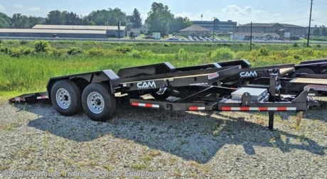 NEW 2023 CAM 18&#39; Lo Pro Full Tilt Trailer

## CASH OR CHECK PRICE $9175!!!

GVW: 9900#
Unladen: 3080#
Payload: 6820#

&lt;br&gt;
**FULL DECK TILT TRAILER**

**Are you looking for a better solution to loading and unloading skid loaders, mini excavators, compact tractors, or other types of equipment? The Full Deck Tilt from CAM Superline eliminates the challenges faced when using traditional ramps. With its gravity tilting deck, low load angle, strength and dependability, the Full Deck Tilt Trailer makes loading and loading your equipment safe and easy.**

&lt;br&gt;
**MODEL: 6CAM18FTT**

SPECS:
Frame: 6&quot;x4&quot;x5/16&quot; Angle
Crossmembers: 3&quot; Channel
Tongue: 6&quot; Channel @ 8.2lb
Coupler: Adjustable 2 5/16&quot; Ball Coupler or Pintle Ring
Jack: 7k Bolt on Drop Leg Jack
Fenders: Diamond Plate
Axles: 6000lb Greased
Suspension: Slipper Spring Suspension
Tires: 235/80/R16 LRE
Wheels: 16&quot; Spoke
Decking: Pressure Treated Pine Decking
Lights: LED Lights - Rubber Mounted
Electric Plug: 7-Way SAE Plug
Finish: PPG Industrial Polyurethane Paint
Length: 268&quot;
Between Fenders: 81&quot;
Deck Height: 17&quot;
Coupler Height: 14&quot; - 18.5&quot;
Load Angle: 9 degrees
Adjustable 2-5/16&quot; Ball Coupler or Pintle Ring
Safety Chains
7-Way SAE Plug
Zip Breakaway System
7K Bolt-On Drop Leg Jack (12K Bolt-On Drop Leg Jack Standard on 7 &amp; 8 Ton Models)
EZ Lube Axles 4&quot; Drop (5, 6, 7 Ton Models Only)
Electric Brake Axles (2)
Nev-R-Adjust Brakes
Slipper Spring Suspension
Silver Wheels
Epoxy Primer
Polyurethane Paint Finish
Pressure-Treated Pine Decking (Oak Decking on 8 Ton Model)
Spare Tire Mount
D-Ring Tie Downs - 5/8&quot; (6)
Stake Pockets (8)
Aluminum Toolbox
Banjo Eye Tie-Downs (2)
Sealed Wiring Harness
LED Lights - Rubber Mounted
Adjustable Hydraulic Cushion Cylinder
Polyurethane Paint Finish
Three Year Warranty

**WE ARE YOUR ONE STOP SHOP FOR ALL PENNDOT PAPERWORK, FINANCING &amp; INSPECTIONS WHEN YOU PURCHASE A TRAILER HERE AT SMOUSE&#39;S.**

\*\* FINANCING AVAILABLE FOR THOSE WHO QUALIFY
\*\* FULL SERVICE CENTER TO INCLUDE INSPECTION,REPAIRS &amp; MODIFICATIONS
\*\* WE STOCK TRAILER PARTS AND ACCESSORIES
\*\* NEED A BRAKE CONTROL? WE INSTALL YOUR BREAK CONTROL WHILE WE ARE DOING YOUR PAPERWORK (IF TRUCK IS PREWIRED) ON YOUR NEW TRAILER.
\*\* WE ARE A MEMBER OF COSTARS

\_ **WE ACCEPT CASH-CHECK, VISA &amp; MASTERCARD** \_

\*Price, if shown, does not include government &amp; PENNDOT fees, taxes, dealer document preparation charges or any finance charges (if applicable). FOB Mt Pleasant, Pa
Final actual sales price will vary depending on options or accessories selected.
NOTE: Models with a price of &quot;Request a Quote&quot; are always included in a $0 search, regardless of actual value