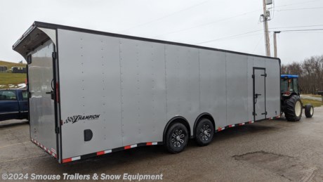 NEW 2024 Homesteader 8.5 x 28 HD Champion Car Hauler w/ Ramp (14000# GVW)

**OPTIONS ADDED:**
**Blacked Out Exterior**
**6&quot; Additional Height (84&quot; Interior Height, 81&quot; Door)**
**7000# Torsion Axles - Spread Axle**
**23580R16 Aluminum Wheels**
**Bogey Wheels**
**Rear Spoiler w/ Load Lights**

## $15,999!!! IS CASH, CHECK OR FINANCING PRICE!!!

GVW: 14000#

&lt;br&gt;
**MODEL: 828AB**
***5HABE2827RN127411 (HS869)***

**SPECS**
Overall Length: 32&#39;4&quot;
Overall Height: 8&#39;5&quot;
Interior Length: 28&#39;4&quot;
102? Wide Body
2x6 Tube Steel Frame
Under Coated Frame
Full Height Crossmembers
Tubular Steel Wall Posts 16? O.C.
Tubular Steel Roof Supports 16? O.C.
Independent Torsion Suspension Axles
11 Year Manufactured Limited Warranty on Torsion Axles
EZ Lube Hubs
4-wheel Brakes
Modular-Styled Steel Wheels
Trailer Rated Radial Tires
Chrome Hub Covers
Breakaway Kit with Battery and Charger
7-way Molded Light Plug
Complete LED Lighting
3 Member A-Frame Tongue
5,000 lb Tongue Jack
2 5/16? Coupler
Safety Chains
Front Aluminum Treadplate Stoneguard
Polished Aluminum Front Corners
One piece aluminum Roof
High Tech Self-Leveling Roof Sealant
Long Life Coated Fasteners
Automotive Style Weather-stripping
Rear Ramp Door w/ Spring Cable Assist
Ramp Door Extension Flap
4&#39; Beavertail at ramp door
32? Side Entry Door with Steel Stepwell
Semi-Trailer Style Door Fastener Bars with Zinc-Coated Finish
Keyed Lockable Door Hasp
Door Grab Handles
Finished &amp; Trimmed White Vinyl Ceiling
Enclosed Front Header and Rear Spring Cover
Premium Quality 3/8? Plywood Interior Walls
3/4? Exterior Grade Plywood Floor
4-5,000# D-Ring Tie Downs
2 Interior Lights
Wall Switch
Flow thru Vent System
3 Year Structural Warranty
Aerodynamic TPO (Thermo-Plastic Poly-Olefins) Nosecap
Radius Front Corners
D.O.T. Compliant Conspicuity Tape
6&#39;6? Interior Height
Recessed Door Seals on Swing Door Applications
5? Exterior Fastener Pattern
Door Hold Back Chains
Door Retainers
Premium Enamel Paint on Exposed Frame
NATM Certified

&lt;br&gt;
Champion Enclosed Cargo Trailers
The Premium Champion series of enclosed car trailers is an excellent choice for race car enthusiasts, go-kart racers, and car lovers alike! Our enclosed car hauler trailer is specifically designed to meet the needs of those seeking a race car trailer, antique car trailer, go-kart trailer, motorcycle trailer, or any other car hauling requirements. Created by Homesteader, the Champion enclosed trailer is a top-quality car-hauler trailer tailored to the preferences of today&#39;s auto enthusiasts.

The Champion enclosed auto trailer series possesses a range of outstanding construction features, including a wide 102? body construction, sturdy 3/4? exterior grade plywood flooring, premium grade 3/8? plywood wall liner, floor crossmembers, and wall posts at 16? O.C., 2x6 tube steel main rail construction, and outriggers to ensure maximum strength and durability! Inside, the Champion enclosed auto trailer series is finished to perfection with elegant all-aluminum trim adorning the floor and ceiling. Furthermore, the Champion enclosed car trailer is equipped with a ceiling liner and 2 interior lights as standard features. To safeguard your valuable vehicle, we have fitted the Champion enclosed car hauler trailer with four 5000 lb. floor mount D-Rings.

We have also enhanced the functionality of the Champion enclosed auto trailer for efficient vehicle transportation, featuring a rear ramp door with spring cable assist and a beavertail for easy loading. Ensuring a smooth ride, the Champion enclosed car hauler trailer series comes equipped with Rubber ride Torsion axles and radial tires.

The Champion enclosed car hauler trailer is equipped with standard features that enhance its exterior. These include polished front chrome corners and an aluminum treadplate stoneguard, which protect the trailer from any potential road hazards. For easy access to your belongings inside, the Champion enclosed auto trailer is fitted with a 32? curbside door and a steel stepwell.

To cater to your specific requirements, the Champion enclosed auto trailer series offers a wide range of customization options. Some of the most popular choices among customers include side escape doors, axle upgrades, white finished interiors, air conditioning, 110V lighting and receptacles, a generator door, awnings, roof vents, a vee nose, and a walk-on roof. These options allow you to personalize the trailer to best suit your needs.
When you examine the Champion car hauler trailer series, you will undoubtedly appreciate its design, specifically tailored for those with discerning taste. This trailer series embodies the qualities of a true winner, and we are confident that you will recognize and agree with that.

**WE ARE YOUR ONE STOP SHOP FOR ALL PENNDOT PAPERWORK, FINANCING &amp; INSPECTIONS WHEN YOU PURCHASE A TRAILER HERE AT SMOUSE&#39;S.**

\*\* FINANCING AVAILABLE FOR THOSE WHO QUALIFY
\*\* FULL SERVICE CENTER TO INCLUDE INSPECTION,REPAIRS &amp; MODIFICATIONS
\*\* WE STOCK TRAILER PARTS AND ACCESSORIES
\*\* NEED A BRAKE CONTROL? WE INSTALL YOUR BREAK CONTROL WHILE WE ARE DOING YOUR PAPERWORK (IF TRUCK IS PREWIRED) ON YOUR NEW TRAILER.
\*\* WE ARE A MEMBER OF COSTARS

\_ **WE ACCEPT CASH-CHECK, VISA &amp; MASTERCARD** \_

\*Price, if shown, does not include government &amp; PENNDOT fees, taxes, dealer document preparation charges or any finance charges (if applicable). FOB Mt Pleasant, Pa
Final actual sales price will vary depending on options or accessories selected.
NOTE: Models with a price of &quot;Request a Quote&quot; are always included in a $0 search, regardless of actual value