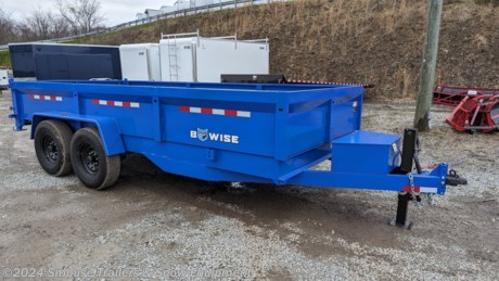 NEW 2024 Bwise 6&#39;9&quot; x 16 HD Lo Pro Equipment Dump Trailer

**23585R16 G Black Mod Wheels**
**8000# Axles**

## $12,299!!! IS CASH, CHECK OR FINANCING PRICE!!!

GVW:16000#
Unladen: 4266#
Payload: 11734#

**Model: DT716LP-LE-16-A**

**Standard Features:**
7&quot; Channel Main Frame Rails
10 Gauge Floor
20&quot; Fixed Sides
2 5/16&quot; Adjustable Coupler
12K Drop Leg Jack
Full Height Stake Pockets w Tarp Rail
Combo Gate/Ladder Ramps
(4) D-Rings
Twin Telescopic Cylinders
Power Up / Gravity Down
Lockable Battery Box w/ Shock
Group 24 Battery
Radial Tires w/ Black Mod Wheels
8K Super Lube Axles
Slipper Spring Suspension
Self Adjust Brakes
7-Way RV Plug / LED Lights
Rear Stabilizer Legs
Phosphate Washed, Zirconium Treated, Powder Primer, Powder Top Coat, Standard Black

&lt;br&gt;
**WE ARE YOUR ONE STOP SHOP FOR ALL PENNDOT PAPERWORK, FINANCING &amp; INSPECTIONS WHEN YOU PURCHASE A TRAILER HERE AT SMOUSE&#39;S.**

\*\* FINANCING AVAILABLE FOR THOSE WHO QUALIFY
\*\* FULL SERVICE CENTER TO INCLUDE INSPECTION,REPAIRS &amp; MODIFICATIONS
\*\* WE STOCK TRAILER PARTS AND ACCESSORIES
\*\* NEED A BRAKE CONTROL? WE INSTALL YOUR BRAKE CONTROL WHILE WE ARE DOING YOUR PAPERWORK (IF TRUCK IS PREWIRED) ON YOUR NEW TRAILER.
\*\* WE ARE A MEMBER OF COSTARS

\_ **WE ACCEPT CASH-CHECK, VISA &amp; MASTERCARD** \_

\*Price, if shown, does not include government &amp; PENNDOT fees, taxes, dealer document preparation charges or any finance charges (if applicable). FOB Mt Pleasant, Pa
Final actual sales price will vary depending on options or accessories selected.
NOTE: Models with a price of &quot;Request a Quote&quot; are always included in a $0 search, regardless of actual value