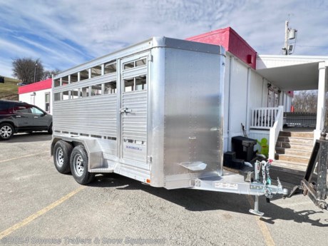 **NEW 2023 EBY Maverick LS 13&#39; Bumper Pull Aluminum Stock Trailer **

****PERFECT FOR SMALL ANIMALS ****

**CASH OR CHECK PRICE $15,000**

GVWR# 8130#
UNLADEN 1945#
PAYLOAD 6185#

13 L x 6.5W x 6&#39;6&quot; H

Centergate
(2) 3500# Axles
205/75R15 On STEEL MOD WHEELS
Flat Diamond Plate Flooring
Curbside Escape Door
Slat Pattern A (TOP &amp; BOTTOM AIR SPACES)
Aluminum diamond plate floor
Fully framed and full-height side door
Heavy duty 12&quot; extruded aluminum bottom rail
Dexter torsion ride axles
Cast aluminum front and rear corners
Low step rear door

**WE ARE YOUR ONE STOP SHOP FOR ALL PENNDOT PAPERWORK, FINANCING &amp; INSPECTIONS WHEN YOU PURCHASE A TRAILER HERE AT SMOUSE&#39;S.**
\*\* FINANCING AVAILABLE FOR THOSE WHO QUALIFY
\*\* FULL SERVICE CENTER TO INCLUDE INSPECTION,REPAIRS &amp; MODIFICATIONS
\*\* WE STOCK TRAILER PARTS AND ACCESSORIES
\*\* NEED A BRAKE CONTROL? WE INSTALL YOUR BREAK CONTROL WHILE WE ARE DOING YOUR PAPERWORK (IF TRUCK IS PREWIRED) ON YOUR NEW TRAILER.
\*\* WE ARE A MEMBER OF COSTARS
\_ **WE ACCEPT CASH-CHECK, VISA &amp; MASTERCARD** \_
\*Price, if shown, does not include government &amp; PENNDOT fees, taxes, dealer document preparation charges or any finance charges (if applicable). FOB Mt Pleasant, Pa
Final actual sales price will vary depending on options or accessories selected.
NOTE: Models with a price of &quot;Request a Quote&quot; are always included in a $0 search, regardless of actual value