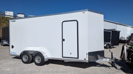 NEW 2025 Legend 7x16 + 2&#39; V-Nose Aluminum Cargo Trailer w/ Ramp Door

**OPTIONS ADDED:**
**6&quot; Additional Height (84&quot; Inside, 82&quot; Door)**

## $9450!!! IS CASH, CHECK OR FINANCING PRICE!!!

**7X18TV**
HEIGHT: 6&quot; ADDITIONAL: 84&quot; INTERIOR HEIGHT
TANDEM AXLE: 3500# 5-BOLT TORSION BRAKE 95.5/82 #234 SPREAD AXLE: NO SPREAD AXLE
DELUXE PACKAGE: NO DELUXE PACKAGE
TIRES &amp; WHEELS: (4) RADIAL STEEL SILVER 14&quot; 5-BOLT ST205/75R14 FENDERS: 10&quot; X 68&quot; ATP FENDER
MAIN FRAME: 4&quot; TUBE
FLOOR CROSS MEMBERS: 24&quot; OC FLOOR
WALL STUDS: 24&quot; OC WALLS
ROOF BOWS: 24&quot; OC ROOF
ROOF: 82&quot;
SAFETY CHAIN: 1/4&quot; X 36&quot; (12,600 LBS)
HITCH: 2 5/16&quot; COUPLER
TONGUE: STANDARD TONGUE
TONGUE JACK: 2000# WITH JACK DROP LEG FOOT
TRAILER CONNECTOR: 7-WAY ROUND 8&#39;
SKIN THICKNESS: .030 ALUM
EXTERIOR SCREWS: ZINC EXTERIOR SCREWS
SINGLE COLOR: WHITE
NOSE: STANDARD STYLE NOSE
NOSE AND CORNERS: COLOR MATCH NOSE &amp; CORNERS
STRIPE OPTION: SINGLE COLOR W/ NO ACCENT STRIPE
STONE GUARD: 16&quot; X 97&quot; POLISHED ATP
REAR DOOR: RAMP
SKIRTING
SIDE DOOR : RADIUS 30X68 CURBSIDE / BLACK FRAME
SIDE DOOR HOLD BACK: (1) 6&quot; PLASTIC HOLD BACK
DOOR HARDWARE: ZINC RAMP DOOR HARDWARE
FLOOR COVERING: 3/4&quot; ENGINEERED WOOD
REAR DOOR COVERING: 3/4&quot; ENGINEERED WOOD
INTERIOR WALLS: 3/8&quot; ENGINEERED WOOD
INTERIOR TRIM: ATP INTERIOR TRIM
CEILING: NO BUTLER WHITE VINYL CEILING
SPRING COVERS: NO SPRING COVER
SIDE VENTS: (1 PAIR) PLASTIC FORCED AIR SIDE VENTS
DOME LIGHTS: (1) EURO STYLE DOME LIGHT
CLEARANCE LIGHTS: STANDARD LED CLEARANCE LIGHTS
TAIL LIGHTS: (1 PAIR) LED TAIL LIGHTS (STANDARD)
110V PACKAGE: NO SERVICE CHOSEN
EXTERIOR MARKING: STANDARD DECALS

&lt;br&gt;
Standard Features:
Overall Length: 2406&quot;
Overall Width: 102&quot;
Overall Height: 97&quot;
Interior Box Length + V: 16 + 2
Interior Box Width: 79&quot;
Rear Door Width: 74&quot;
Floor Crossmembers: 2x3 Tubing, 24&quot; OC - 3/4&quot; Engineered Wood
Frame: 2x4 Perimeter Tubing
Roof: 1x1.5 Radius Tube, 24&quot; OC
Roof Profile: Flat Top
Roof Type: Aluminum
Walls: 1x1.5 Tube, 24&quot; OC - 3/8&quot; Engineered Wood
Exterior: Bonded, .030 Screwless

&lt;br&gt;
&lt;br&gt;
**WE ARE YOUR ONE STOP SHOP FOR ALL PENNDOT PAPERWORK, FINANCING &amp; INSPECTIONS WHEN YOU PURCHASE A TRAILER HERE AT SMOUSE&#39;S.**

\*\* FINANCING AVAILABLE FOR THOSE WHO QUALIFY
\*\* FULL SERVICE CENTER TO INCLUDE INSPECTION,REPAIRS &amp; MODIFICATIONS
\*\* WE STOCK TRAILER PARTS AND ACCESSORIES
\*\* NEED A BRAKE CONTROL? WE INSTALL YOUR BREAK CONTROL WHILE WE ARE DOING YOUR PAPERWORK (IF TRUCK IS PREWIRED) ON YOUR NEW TRAILER.
\*\* WE ARE A MEMBER OF COSTARS

**\_ WE ACCEPT CASH-CHECK, VISA &amp; MASTERCARD \_**

\*Price, if shown, does not include government &amp; PENNDOT fees, taxes, dealer document preparation charges or any finance charges (if applicable). FOB Mt Pleasant, Pa

Final actual sales price will vary depending on options or accessories selected.
NOTE: Models with a price of &quot;Request a Quote&quot; are always included in a $0 search, regardless of actual value
