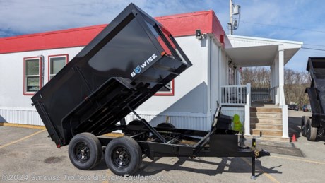NEW 2024 BWISE 6x10 Lo Pro Equipment Dump

## $8675!!! IS CASH, CHECK OR FINANCING PRICE!!!

GVW: 9990#
Unladen: 2875#
Payload: 7115#

**Model: DT610LP-LE-10-H****BW518**

SPECS:
**44&quot; FIXED SIDES**
72&quot;w x 10&#39;L
6&quot; Channel Main Frame
Formed Bed Sides
2 5/16&quot; A-Frame Coupler
5k Top Wind Jack
**Barn Doors**
Underbody Ramps
(4) D-Rings
5.2k II Tandem Axle - Elec
ST22575R15 Radl Black Mod
Deep Cycle battery
4&quot; Single Acting Cylinder

**The DT Channel Frame Low Profile Dump Trailers are the go-to low profile dump models for your homeowner and light duty commercial projects. With standard features to keep your dump trailer hauling projects moving easy and efficiently.**

FEATURES:
Width: 72&quot;
Frame: 6&quot; Channel Frame
Dump Sides: 20&quot; - 14 GA
Fenders: Treadplate Steel
Deck Height: 27&quot;
Crossmember: 3&quot; Channel
Flooring: 10 GA One-Piece Steel
Dump Gate: One-Piece Gate
Lift Type: Single Ram Hydraulic Lift
Capacity: 3.9 cubic yards
AXLES: 2 - 6,000 lb. Premium Axles
SUSPENSION: 6-Leaf II
BRAKES: Electric Self Adjusting Brakes
TIRES: ST225/75R15 8 ply Radial
WHEEL: 15&quot; Black Mod Wheels
COUPLER: 2 5/16&quot; A Frame Coupler
JACK: 5K Top Wind Jack
TOOLBOX: Lockable Pump Box with Gas Shock
STAKE POCKETS: Full Height Stake Pockets
BATTERY: GR24 Deep Cycle
WIRING HARNESS: All-Weather Wiring Harness (7-way RV)
CHARGE WIRE: Charge Wire with Circuit Breaker
LIGHTING: Rubber Mount Lifetime LED Lights

**WE ARE YOUR ONE STOP SHOP FOR ALL PENNDOT PAPERWORK, FINANCING &amp; INSPECTIONS WHEN YOU PURCHASE A TRAILER HERE AT SMOUSE&#39;S.**

\*\* FINANCING AVAILABLE FOR THOSE WHO QUALIFY
\*\* FULL SERVICE CENTER TO INCLUDE INSPECTION,REPAIRS &amp; MODIFICATIONS
\*\* WE STOCK TRAILER PARTS AND ACCESSORIES
\*\* NEED A BRAKE CONTROL? WE INSTALL YOUR BREAK CONTROL WHILE WE ARE DOING YOUR PAPERWORK (IF TRUCK IS PREWIRED) ON YOUR NEW TRAILER.
\*\* WE ARE A MEMBER OF COSTARS

**WE ACCEPT CASH-CHECK, VISA &amp; MASTERCARD**

\*Price, if shown, does not include government &amp; PENNDOT fees, taxes, dealer document preparation charges or any finance charges (if applicable). FOB Mt Pleasant, Pa
Final actual sales price will vary depending on options or accessories selected.
NOTE: Models with a price of &quot;Request a Quote&quot; are always included in a $0 search, regardless of actual value