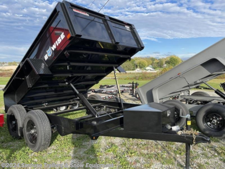 NEW 2024 BWise 6x10 Lo Pro Dump Trailer

## CASH OR CHECK PRICE $6725!!!

**Model: DT610LP-LE-10-D** **BW 517**

GVW: 9990#
Unladen: 1940#
Payload: 8050#

**OPTIONS ADDED:**
72&quot;w x 10&#39;L
6&quot; Channel Main Frame
2 5/16&quot; A - Frame Coupler
5k Top Wind Jack
One Piece Tailgate
5.2k Tandem Axle - Elec
ST22575R15D Radl Black Mod
Group 27 Deep Cycle Battery
4&quot; Single Acting Cylinder

SPECS:
GVW: 10,000 lbs
Bed Size: 72&quot; W x 10&#39; L
Deck Height: 27&quot;
Empty Weight: 2,500 lbs
Capacity: 3.9 cubic yds
6&quot; Tube Main Frame Rails
3&quot; Channel Crossmembers
10 Gauge Steel Floor
20&quot; Fixed Sides (14 Gauge)
Diamond Plate Fenders
Full Height Stake Pockets (9)
Full Length Tarp Rail
Bolt-On D-Rings (4)
2-5/16&quot; Adjustable Coupler
8k Drop Leg Jack
Bucher Power Unit w/ 20&#39; Remote
Power Up and Gravity Down Hydraulics
Deep Cycle Marine Battery SRM27
4&quot; Hydraulic Cylinder
Lockable Battery Box w/ Gas Shock
7-Way RV Plug
Sealed Wiring Harness
Breakaway Switch
Charge Wire w/ Circuit Breaker
LED Rubber Mounted Lights
Dexter EZ Lube Axles
Self Adjusting Electric Brakes
Double Eye Suspension
White Eight-Spoke Wheels
Radial Tires
Durable Powder Coat Primer
Durable Powder Coat Finish

&lt;br&gt;
**WE ARE YOUR ONE STOP SHOP FOR ALL PENNDOT PAPERWORK, FINANCING &amp; INSPECTIONS WHEN YOU PURCHASE A TRAILER HERE AT SMOUSE&#39;S.**

\*\* FINANCING AVAILABLE FOR THOSE WHO QUALIFY
\*\* FULL SERVICE CENTER TO INCLUDE INSPECTION,REPAIRS &amp; MODIFICATIONS
\*\* WE STOCK TRAILER PARTS AND ACCESSORIES
\*\* NEED A BRAKE CONTROL? WE INSTALL YOUR BREAK CONTROL WHILE WE ARE DOING YOUR PAPERWORK (IF TRUCK IS PREWIRED) ON YOUR NEW TRAILER.
\*\* WE ARE A MEMBER OF COSTARS

\_ **WE ACCEPT CASH-CHECK, VISA &amp; MASTERCARD** \_

\*Price, if shown, does not include government &amp; PENNDOT fees, taxes, dealer document preparation charges or any finance charges (if applicable). FOB Mt Pleasant, Pa
Final actual sales price will vary depending on options or accessories selected.
NOTE: Models with a price of &quot;Request a Quote&quot; are always included in a $0 search, regardless of actual value