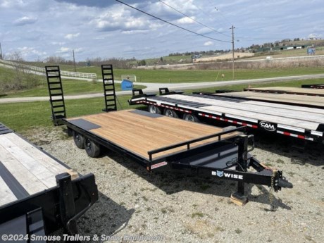 NEW 2024 BWise 16+4 Deckover Tagalong w/ 6&#39; Ladder Ramps

## $8025!!! IS CASH, CHECK OR FINANCING PRICE!!!

GVW: 9990#
Unladen: 3660#
Payload: 6330#

**Model: EH820-10**  **BW514
**
SPECS:
101&quot;W x 20&#39;L
6&quot; Channel Main Frame
2 5/16&quot; Adjustable Coupler
12k Drop Leg Jack
6&#39; Ladder Ramps
5.2k SS Tandem Axle - Elec
ST22575R15 Radl Black Mod
Chain Tray w/Lockable Lid
Stake Pockets w/Rub Rail
LED Rubber Mounted Lights
2&quot; Pressure Treated Decking

FEATURES:
D-Ring: 6 Weld On
Suspension: 5 Leaf Slipper
Toolbox: Tool Tray w/Lid
Wiring Harness: All-Weather Wiring Harness (7-Way RV Plug)
Brakes: Electric Self Adjusting Brakes
Stake Pockets: Stake Pockets w/Rub Rail
Lighting: Rubber Mount Lifetime LED Lights

**WE ARE YOUR ONE STOP SHOP FOR ALL PENNDOT PAPERWORK, FINANCING &amp; INSPECTIONS WHEN YOU PURCHASE A TRAILER HERE AT SMOUSE&#39;S.**

\*\* FINANCING AVAILABLE FOR THOSE WHO QUALIFY
\*\* FULL SERVICE CENTER TO INCLUDE INSPECTION,REPAIRS &amp; MODIFICATIONS
\*\* WE STOCK TRAILER PARTS AND ACCESSORIES
\*\* NEED A BRAKE CONTROL? WE INSTALL YOUR BREAK CONTROL WHILE WE ARE DOING YOUR PAPERWORK (IF TRUCK IS PREWIRED) ON YOUR NEW TRAILER.
\*\* WE ARE A MEMBER OF COSTARS

**WE ACCEPT CASH-CHECK, VISA &amp; MASTERCARD**

\*Price, if shown, does not include government &amp; PENNDOT fees, taxes, dealer document preparation charges or any finance charges (if applicable). FOB Mt Pleasant, Pa
Final actual sales price will vary depending on options or accessories selected.
NOTE: Models with a price of &quot;Request a Quote&quot; are always included in a $0 search, regardless of actual value