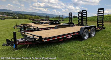 NEW 2024 Quality 20&#39; HD PRO Equipment Hauler w/ 2&#39; Dove Tail

## **CASH CHECK OR FINANCE $8299**


 **Our Professional Grade line is our best Equipment Trailer and is equipped standard with all our best features. The frame and tongue sizes on 10,000 lb., 12,000 lb., and 15,000 lb. models are the same as the General Duty series but we make the crossmembers closer with 16 in. centers. These premium models feature 16 in. premium radial tires, a 12,000 lb. drop foot jack, and an adjustable coupler. The 15,000 GVWR model features additional upgrades such as a HD cast iron adjustable coupler and heavy duty spring assist 5 ft. swing up ramps that use 4 in. channel ramp frame runners for today&#39;s heavier skid steers and mini excavators. A tool box with lockable lid, full reflective tape, and lifetime LED rubber mounted sealed beam lighting with a sealed modular wiring harness are also included on our Professional Grade Equipment Trailers.** 

***UPGRADED OPTIONS:*** ***7500# Axles*** ***17.5&quot; Wheels***

GVW: 17000#
Unladen: 3500#
Payload: 13500#

 **Model: 16PRO20-17.5** **QT4167**

SPECS: 
Treated wood deck
82&quot; between fenders 
7500 lb. braking axles with 4 wheel brakes
Slipper spring suspension
17.5&quot; Wheels
6&quot; channel frame
3&quot; channel cross members - 16&quot; spacing
6&quot; channel wrap around tongue with toolbox and lockable lid
5 ft. swing up ramps with support foot. These are extra heavy duty ramps made of 4&quot; channel with spring assist.
2 5/16&quot; HD adjustable cast iron coupler
12000 lb. drop-foot jac
Heavy duty diamond plate fenders wit backs
Steps in front and behind fenders
Self charging break away kit, safety chains, full DOT reflective tape and all rubber mounted LED sealed beam lighting with U.S. made sealed modular harness with 2 year warranty
Primed, 2 coats of acrylic enamel, pin striped \\

**WE ARE YOUR ONE STOP SHOP FOR ALL PENNDOT PAPERWORK, FINANCING &amp; INSPECTIONS WHEN YOU PURCHASE A TRAILER HERE AT SMOUSE&#39;S.** \\
\*\* FINANCING AVAILABLE FOR THOSE WHO QUALIFY
\*\* FULL SERVICE CENTER TO INCLUDE INSPECTION,REPAIRS &amp; MODIFICATIONS
\*\* WE STOCK TRAILER PARTS AND ACCESSORIES
\*\* NEED A BRAKE CONTROL? WE INSTALL YOUR BREAK CONTROL WHILE WE ARE DOING YOUR PAPERWORK (IF TRUCK IS PREWIRED) ON YOUR NEW TRAILER.
\*\* WE ARE A MEMBER OF COSTARS 
\_ **WE ACCEPT CASH-CHECK &amp; VISA, MASTERCARD** 
\*Price, if shown, does not include government &amp; PNNDOT fees, taxes, dealer document preparation charges or any finance charges (if applicable). FOB Mt Pleasant, Pa
Final actual sales price will vary depending on options or accessories selected.
NOTE: Models with a price of &quot;Request a Quote&quot; are always included in a $0 search, regardless of actual value