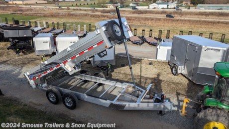 NEW 2023 EBY 6&#39;10&quot; x 16 HD **ALL ALUMINUM** Equipment Dump Trailer w/ Barn Door/Spreader Gate

**OPTIONS ADDED:**
**23580R16 LRE Aluminum Wheels**
**23580R16 LRE Steel Spare**
**Tarp Kit**

## **$22,600!!! IS CASH, CHECK OR FINANCING PRICE!!!**

**MODEL: CB14K-16**

14K GVW Bumper-Pull
Exceptionally strong and lightweight

The CB14K is a heavy-duty, yet lightweight, dump trailer ideal for handling bulk material and equipment. Constructed of fuel-efficient, low-maintenance aluminum, the CB14K dump trailer is engineered to perform and built to last. Make it your own by equipping your trailer with a wide variety of popular options like a mesh pull tarp, spare wheel and tire, or wireless remote.

STANDARD SPECIFICATIONS

GVWR: 14,000 lbs
Length: 16&#39;
Width: 82&quot;
Deck Height: 29-1/4&quot;
Empty Weight: 16&#39; -- 3816#
Floor: 3&quot; Tall extruded aluminum (0.270&quot; thick)
Frame: 10-3/8&quot; Tall extruded aluminum channel
Sides: 24&quot; High extruded aluminum with stake pockets and (6) D-rings
Backend: Split barn doors
Bulkhead: 24&quot; High extruded aluminum with stake pockets
Hoist/Pump: 3-1/2&quot; Bore, 3-stage telescopic cylinder with Bucher pump
Battery/Charger: 12-Volt deep cycle with integrated AC charger
Axles: 7k Dexter rubber torsion
Wheels: 16&quot; Steel
Tires: 235/80R16 Load Range E
Coupler: 2-5/16&quot; Adjustable ball coupler, 15k rated
Ramps: (2) 16&quot; - 78&quot; Slide out
Stabilizer Legs: (2) Drop legs
Toolbox: Lockable A-frame toolbox
Landing Leg: 12k Side crank with drop leg
Lighting: LED oval stop/tail/turn lights, 1&quot; round led clearance and marker light
Electrical: 7-Pin RV plug; breakaway kit, 12-volt deep cycle battery

**WE ARE YOUR ONE STOP SHOP FOR ALL PENNDOT PAPERWORK, FINANCING &amp; INSPECTIONS WHEN YOU PURCHASE A TRAILER HERE AT SMOUSE&#39;S.**

\*\* FINANCING AVAILABLE FOR THOSE WHO QUALIFY
\*\* FULL SERVICE CENTER TO INCLUDE INSPECTION,REPAIRS &amp; MODIFICATIONS
\*\* WE STOCK TRAILER PARTS AND ACCESSORIES
\*\* NEED A BRAKE CONTROL? WE INSTALL YOUR BREAK CONTROL WHILE WE ARE DOING YOUR PAPERWORK (IF TRUCK IS PREWIRED) ON YOUR NEW TRAILER.
\*\* WE ARE A MEMBER OF COSTARS

**\_ WE ACCEPT CASH-CHECK, VISA &amp; MASTERCARD \_**

\*Price, if shown, does not include government &amp; PENNDOT fees, taxes, dealer document preparation charges or any finance charges (if applicable). FOB Mt Pleasant, Pa

Final actual sales price will vary depending on options or accessories selected.

NOTE: Models with a price of &quot;Request a Quote&quot; are always included in a $0 search, regardless of actual value