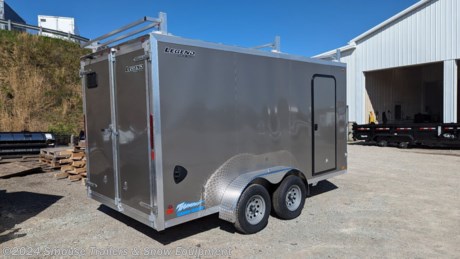 NEW 2025 Legend 7x14 + 2&#39; V Thunder Aluminum Cargo Trailer w/ Barn Doors - **LG423**

&lt;br&gt;
&lt;br&gt;
**OPTIONS ADDED:**
**(3) Aluminum Ladder Racks**

## $9275!!! IS CASH, CHECK OR FINANCING PRICE!!!

GVW: 7000#
Unladen: 1630#
Payload: 5370#

&lt;br&gt;
**7X16TV**
HEIGHT: STANDARD: 78&quot; INTERIOR HEIGHT
TANDEM AXLE: 3500# 5-BOLT TORSION BRAKE 95.5/82 #234 SPREAD AXLE: NO SPREAD AXLE
DELUXE PACKAGE: NO DELUXE PACKAGE
TIRES &amp; WHEELS: (4) RADIAL STEEL SILVER 14&quot; 5-BOLT ST205/75R14 FENDERS: 10&quot; X 68&quot; ATP FENDER
MAIN FRAME: 4&quot; TUBE
FLOOR CROSS MEMBERS: 24&quot; OC FLOOR
WALL STUDS: 24&quot; OC WALLS
ROOF BOWS: 24&quot; OC ROOF
ROOF: 82&quot;
ROOF RACKS: (1) FRONT, (1) MIDDLE, AND (1) REAR
SAFETY CHAIN: 1/4&quot; X 36&quot; (12,600 LBS)
HITCH: 2 5/16&quot; COUPLER
TONGUE: STANDARD TONGUE
TONGUE JACK: 2000# WITH JACK DROP LEG FOOT
TRAILER CONNECTOR: 7-WAY ROUND 8&#39;
SKIN THICKNESS: .030 ALUM
EXTERIOR SCREWS: ZINC EXTERIOR SCREWS
SINGLE COLOR: PEWTER
NOSE: STANDARD STYLE NOSE
NOSE AND CORNERS: COLOR MATCH NOSE &amp; CORNERS
STRIPE OPTION: SINGLE COLOR W/ NO ACCENT STRIPE
STONE GUARD: 16&quot; X 97&quot; POLISHED ATP
REAR DOOR: DOUBLE DOOR
SKIRTING
SIDE DOOR : RADIUS 30X68 CURBSIDE / BLACK FRAME
SIDE DOOR HOLD BACK: (1) 6&quot; PLASTIC HOLD BACK
DOOR HARDWARE: ZINC DOUBLE DOOR HARDWARE
FLOOR COVERING: 3/4&quot; ENGINEERED WOOD
INTERIOR WALLS: 3/8&quot; ENGINEERED WOOD
INTERIOR TRIM: ATP INTERIOR TRIM
CEILING: NO BUTLER WHITE VINYL CEILING
SPRING COVERS: NO SPRING COVER
SIDE VENTS: (1 PAIR) PLASTIC FORCED AIR SIDE VENTS
DOME LIGHTS: (1) EURO STYLE DOME LIGHT
CLEARANCE LIGHTS: STANDARD LED CLEARANCE LIGHTS
TAIL LIGHTS: (1 PAIR) LED TAIL LIGHTS (STANDARD)
110V PACKAGE: NO SERVICE CHOSEN
EXTERIOR MARKING: STANDARD DECALS

MEASUREMENTS:
Overall Length: 216&quot;
Overall Width: 102&quot;
Overall Height: 97&quot;
Interior Box Length + V: 14&#39; + 2&#39;
Interior Box Width: 79&quot;
Interior Height: 78&quot;
Width Between Fenders: 79&quot;
Rear Door Height: 78&quot;
Rear Door Width: 74&quot;
Axle Type: EZ - Lube Torsion
Axle Size: 3500#
Brakes: 2 - Electric Brakes
Tire Size: 20575R14
Wheels: Silver Mod Steel
Cross Members Size: 2&quot; x 3&quot; Tube
Cross Members Spacing: 24&quot; CO
Frame: 2&quot; x 4&quot; Perimeter Tube
Roof Bow Size: 1&quot; x 1.5&quot; Radius Tube
Roof Box Spacing: 24&quot; OC
Roof Profile: Flat Top
Roof Type: One Piece Aluminum
Wall Stud Size: 1&quot; X 1.5&quot; Tube
Wall Stud Spacing: 24&quot; OC
Floor: 3/4&quot; Engineered Wood Panel
Interior Walls: 3/8&quot; Engineered Wood Panel
Exterior Skins: Bonded, Screwless, .030 Alum
Dome Lights: 1 Euro Dome
Exterior Lighting Type: Surface Mount LED
Coupler: 2 5/16&quot; A-Frame
Jack: 2000# Top Wind
Fenders: ATP Teardrop
Side Door: 30&quot; Curbside RV w/Flush Lock
Vents: 2 Plastic Side Air Vents

**WE ARE YOUR ONE STOP SHOP FOR ALL PENNDOT PAPERWORK, FINANCING &amp; INSPECTIONS WHEN YOU PURCHASE A TRAILER HERE AT SMOUSE&#39;S.**

\*\* FINANCING AVAILABLE FOR THOSE WHO QUALIFY
\*\* FULL SERVICE CENTER TO INCLUDE INSPECTION,REPAIRS &amp; MODIFICATIONS
\*\* WE STOCK TRAILER PARTS AND ACCESSORIES
\*\* NEED A BRAKE CONTROL? WE INSTALL YOUR BREAK CONTROL WHILE WE ARE DOING YOUR PAPERWORK (IF TRUCK IS PREWIRED) ON YOUR NEW TRAILER.
\*\* WE ARE A MEMBER OF COSTARS

\_ **WE ACCEPT CASH-CHECK, VISA &amp; MASTERCARD** \_

\*Price, if shown, does not include government &amp; PENNDOT fees, taxes, dealer document preparation charges or any finance charges (if applicable). FOB Mt Pleasant, Pa
Final actual sales price will vary depending on options or accessories selected.
NOTE: Models with a price of &quot;Request a Quote&quot; are always included in a $0 search, regardless of actual value