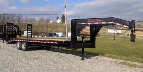 NEW 2024 Quality 24+4 HD PRO Deckover Gooseneck

##  **$9575!!! IS CASH, CHECK OR FINANCING!!!**

**General Duty: Standard I-beam frames with 24&quot; cross member spacing, rubber mounted sealed beam lighting in enclosed boxes with conventional wiring with gel filled connectors.**

**Professional Grade (in addition to General Duty features): Heavier main frame I-beams and side rails with 16&quot; cross member spacing allow a higher GVW rating, premium radial tires, toolbox with lockable lid (standard on all professional grade models), LED rubber mounted sealed beam lighting in enclosed boxes with sealed modular wiring harness.** \\

GVW: 17000#
Unladen: 5160#
Payload: 11840#

**Model: 17PRO28-DOGN** QT4206

SPECS:
Treated wood deck
96&quot; wood deck 101.5&quot; to outside of rubrails
7000 lb. braking axles with 4 wheel brakes
Slipper spring suspension
235/80 R16 load range E 10 ply rating West Lake Radial tires
10&quot; I-beam frame (W10x12)
6&quot; flat bar side rails
3&quot; channel cross members - 16&quot; spacing
12&quot; I-beam uprights, 10&quot; I-beam neck (toolbox and lockable lid)
Toolbox with lockable lid built into tongue
5 ft. swing-up ramps with support foot. Tese are extra heavy duty ramps made of 4&quot; channel with spring assist.
2 5/16&quot; adjustable gooseneck couple
12000 lb. drop-foot jack
Metal plate over wheels for lowest possible loaded deck height (33&quot;)
Stake pockets and rubrail
Self charging break away kit, safety chains, full DOT reflective tape and all rubber mounted LED sealed beam lighting with U.S made sealed modular harness with 2 year warranty
Primed, 2 coats of acrylic enamel, pin stripe
Pop-up weight rating 2,500lbs.

**WE ARE YOUR ONE STOP SHOP FOR ALL PENNDOT PAPERWORK, FINANCING &amp; INSPECTIONS WHEN YOU PURCHASE A TRAILER HERE AT SMOUSE&#39;S.** \\

\*\* FINANCING AVAILABLE FOR THOSE WHO QUALIFY
\*\* FULL SERVICE CENTER TO INCLUDE INSPECTION,REPAIRS &amp; MODIFICATIONS
\*\* WE STOCK TRAILER PARTS AND ACCESSORIES
\*\* NEED A BRAKE CONTROL? WE INSTALL YOUR BREAK CONTROL WHILE WE ARE DOING YOUR PAPERWORK (IF TRUCK IS PREWIRED) ON YOUR NEW TRAILER.
\*\* WE ARE A MEMBER OF COSTARS \\

\_ **WE ACCEPT CASH-CHECK &amp; VISA, MASTERCARD** \_ \\

\*Price, if shown, does not include government &amp; PENNDOT fees, taxes, dealer document preparation charges or any finance charges (if applicable). FOB Mt Pleasant, Pa
Final actual sales price will vary depending on options or accessories selected.
NOTE: Models with a price of &quot;Request a Quote&quot; are always included in a $0 search, regardless of actual value