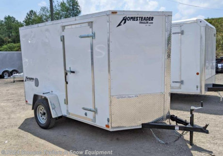 NEW 2024 Homesteader 6x10 Intrepid V-Nose Cargo Trailer w/ Ramp Door - **HS950**
**OPTIONS ADDED:**
**Ramp Door w/ Extended Wood Flap**
**72&quot; Inside, 68&quot; Door**
**Wall Vents**
**(4) D-Rings**

## $4299!!! IS CASH, CHECK OR FINANCING PRICE!!!

GVW: 2990#
Unladen: 1366#
Payload: 1624#

**MODEL: 610IS**

SPECS:
Overall Length: 14&#39;4&quot;
Overall Height: 8&#39;
Overall Width: 7&#39;6&quot;
Interior Length: 11&#39;6&quot;
Interior Height: 72&quot;
Interior Width: 5&#39;8&quot;
Door Opening Height: 68&quot;
Door Opening Width: 5&#39;2&quot;

FEATURES:
Heavy Duty All Steel Boxed Frame Body
Tubular Steel Wall and Roof Structure
Under Coated Frame
Wall and Roof Crossmembers 24&quot; O.C.
Floor Crossmembers 24&quot; O.C. Single
2&#39; V- Nose with ATP point
Aluminum Exterior with Baked Enamel Finish
One Piece Aluminum Roof
High Tech Roof Sealant
Heavy Duty Exterior Trim
Automotive Quality Gaskets &amp; Seals
LED Lights
3/4&quot; Exterior Grade Plywood Flooring
3/8&quot; Plywood Interior Wall Liner
32&quot; Side Door
Interior Light
Aluminum Fenders
Modular Style Steel Wheels
Trailer Rated Radial Tires
EZ Lube Axles
Door Holdbacks
Breakaway Kit with Battery, and Charger (Tandem Models)
2000 lb. Top-wind Tongue Jack
Exterior Fasteners 6&quot; O.C.
24&quot; ATP Stoneguard
D.O.T. Compliant Lighting
D.O.T. Compliant Conspicuity Tape
2&quot; Coupler on single axle models
2 5/16&quot; Coupler on Tandem axle models
NATM Certified

**Intrepid Enclosed Trailers**

**The Intrepid is an exciting series is packed full of standard features that are certain to turn heads! Standard features include, but are not limited to: 2&#39; Vee-Nose, 2&#39; Aluminum Treadplate Stoneguard, 32&quot; Side Door, 6&#39;6&quot; high sidewall on 8&#39; wide models, 6&#39; high sidewall on 6&#39; &amp; 7&#39; wide models, 5&#39;6&quot; high sidewall on 5&#39; wide models, Interior Light, 3,500 lb drop EZ Lube axle, Trailer Rated Radial Tires, Aluminum ATP Fenders, 3/4&quot; plywood Exterior grade plywood floor, and 3/8&quot; plywood lined interior walls.**

**This series will fill the needs of many customers. Whether used for small business, motorcycle enthusiast, flea marketers, or a wide array of other needs the Intrepid is ready for any occupation. The styling and features of the Intrepid make it a very desirable trailer for many of today&#39;s trailer users.**

&lt;br&gt;
&lt;br&gt;
**WE ARE YOUR ONE STOP SHOP FOR ALL PENNDOT PAPERWORK, FINANCING &amp; INSPECTIONS WHEN YOU PURCHASE A TRAILER HERE AT SMOUSE&#39;S.**

\*\* FINANCING AVAILABLE FOR THOSE WHO QUALIFY
\*\* FULL SERVICE CENTER TO INCLUDE INSPECTION,REPAIRS &amp; MODIFICATIONS
\*\* WE STOCK TRAILER PARTS AND ACCESSORIES
\*\* NEED A BRAKE CONTROL? WE INSTALL YOUR BREAK CONTROL WHILE WE ARE DOING YOUR PAPERWORK (IF TRUCK IS PREWIRED) ON YOUR NEW TRAILER.
\*\* WE ARE A MEMBER OF COSTARS

**\_ WE ACCEPT CASH-CHECK, VISA, MASTERCARD \_**

\*Price, if shown, does not include government &amp; PENNDOT fees, taxes, dealer document preparation charges or any finance charges (if applicable). FOB Mt Pleasant, Pa
Final actual sales price will vary depending on options or accessories selected.
NOTE: Models with a price of &quot;Request a Quote&quot; are always included in a $0 search, regardless of actual value