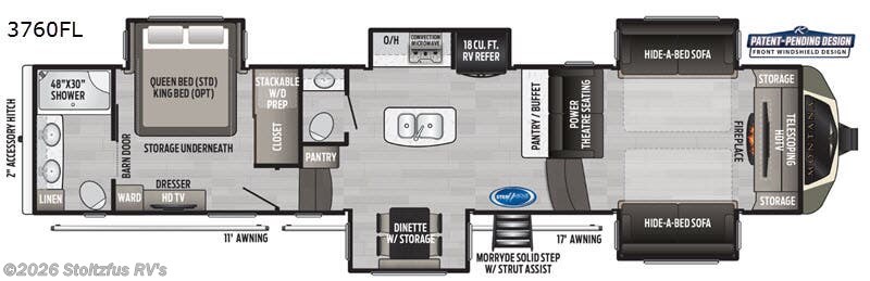 2020 Keystone Montana 3760FL - Used Fifth Wheel For Sale by Stoltzfus RV's in Adamstown, Pennsylvania features Slideout