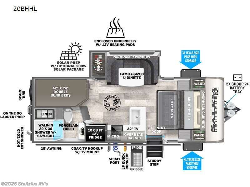 2023 Forest River Salem 20BHHL - Used Travel Trailer For Sale by Stoltzfus RV's in Adamstown, Pennsylvania features Slideout