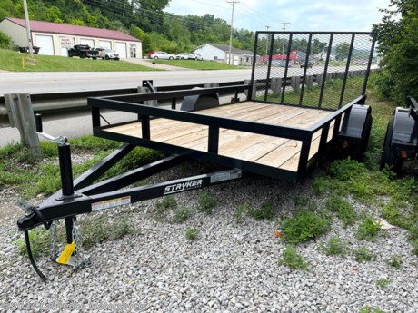 6&#39;x14&#39; Stryker Trailers. 2x3 Angle Frame and Top Rail. 2x3 Tube Wrapped Tongue, 3500lb Lippert axle, 4&#39; Gate, Spare Tire Mount, Corner Tie Downs, LED Lights, Marker Lights, 3 Step Paint. How can we help you with this? 