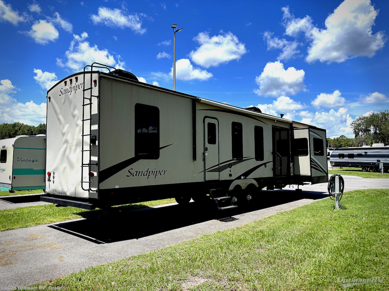 2017 Forest River Sandpiper Destination Trailers 393CK - Used Destination Trailer For Sale by Optimum RV - Ocala in Ocala, Florida features Slideout