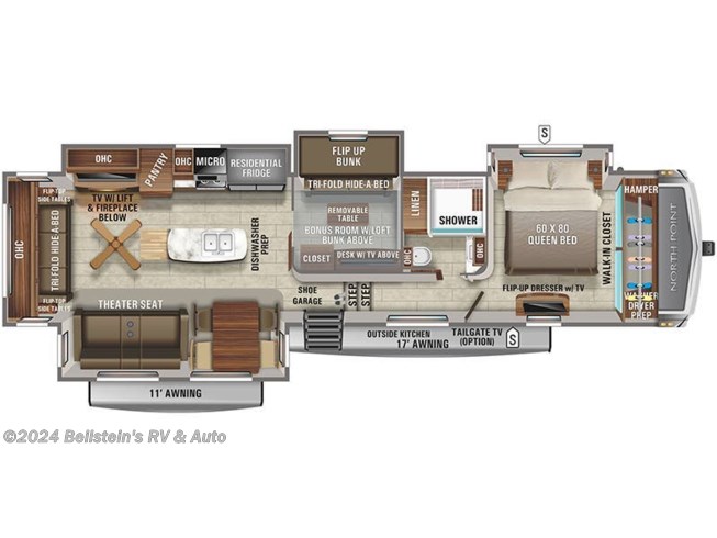 2022 Jayco North Point 377RLBH floorplan image