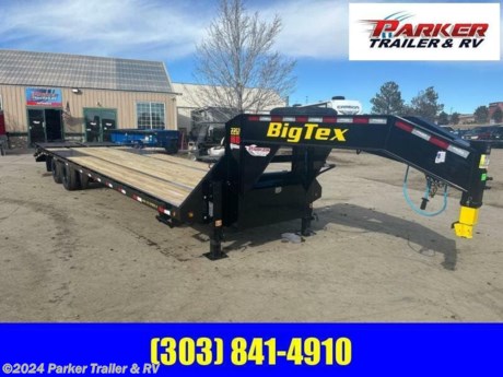 HEAVY DUTY-8.5 FT x 33 FT TANDEM GOOSENECK TRAILER w/MEGA RAMPS!
22GN-33D5A-MRBK TANDEM DUAL AXLE GOOSENECK
MADE IN THE U.S.A.
THE 22GN FROM BIG TEX IS OUR DURABLE GOOSENECK TRAILER EQUIPPED WITH 10K HEAVY DUTY AXLES WITH DEXTER ADJUSTABLE SUSPENSION. THIS UNIT FEATURES A LOW PROFILE PIERCED BEAM FRAME, LED LIGHTS, ADJUSTABLE DUAL JACKS, A CHAIN BOX AND CRANK STYLE ADJUSTABLE COUPLER
STANDARD FEATURES:
2-5/1 INCH BALL ADJUSTABLE COUPLER-SQUARE CRANK TYPE
DUAL 12,000 LB DROP LEG JACKS BOLTED ON) W/ GREASABLE HANDLE
COMPLETE BREAK-A-WAY SYSTEM WITH CHARGER
MODULAR SEALED WIRING HARNESS
102 INCH OVERALL WIDTH
TORQUE TUBE STANDARD ON 28 FT (FLAT DECK) &amp;amp; LARGER
LOCKABLE TOOLBOX BETWEEN GN UPRIGHTS
SPARE TIRE MOUNT (TOP OF NECK)
SPARE TYRE &amp;amp; WHEEL-STANDARD EQUIPPED
(2) SIDE BED STEPS &amp;amp; HANDLES
... INCH HEAVY DUTY RUB RAIL
LOW PROFILE BED, PIERCED BEAM FRAME
2 INCH TREATED PINE FLOOR
TIE DOWN POCKETS ALONG SIDES, 24 INCH ON CENTER
1-1/4 INCH PIPE CHAIN SPOOLS BETWEEN TIE DOWN POCKETS
FORWARD SELF ADJUSTING BRAKES
HEAVY DUTY 30,000 LB ADJUSTABLE SUSPENSION BY DEXTER AXLE (http://bigtextrailers.com/hd-adjustable-suspension/)
DEXTER BRAND AXLES
OIL BATH HUBS
GROMMET MOUNT SEALED LIGHTING
L.E.D. LIGHTING PACKAGE
5 FT DOVETAIL W/ 5 FT MEGA RAMPS
RADIAL TYRES ST235/80R16 LOAD RANGE E
MUD FLAPS
SUPERIOR QUALITY FINISH IS APPLIED FOR A HIGHLY DECORATIVE AND PROTECTIVE FINISH
CASH, CHECK, OR FINANCED PRICE
FINANCING AVAILABLE TO THOSE WHO QUALIFY
NOT RESPONSIBLE FOR TYPOGRAPHICAL ERRORS