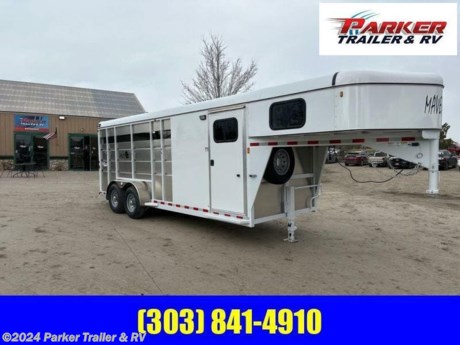MAVERICK 4 HORSE GOOSENECK TRAILER
STANDARD FEATURES:
7&#39;6 FT TALL
6 FT 6 INCH WIDE
ALUMINUM SIDE WALLS
ALUMINUM WRAP ROOF WITH CAP
ALUMINUM FENDERS AND STEPS
ALUMINUM FRONT SKIN
(2) 5200 LB AXLES (9.9k)
4 WHEEL ELECTRIC BRAKES
PPG AUTOMOTIVE PRIMER AND PAINT
7-WAY RV PLUG
SAFETY CHAINS
BREAK-AWAY SYSTEM WITH BATTERY
LED EXTERNAL LIGHTS
DOUBLE TAIL LIGHTS
OUTSIDE TIE RINGS
SPARE TIRE AND WHEEL
HORSE STALL AREA
RUBBER FLOOR MATS
LED DOME LIGHT
INSIDE TIE RINGS
PADDED ALUMINUM JAILBAR DIVIDERS WITH EZ LATCH
SOLID SWING REAR GATE
TACK AREA
ALUMINUM SWING OUT SADDLE RACK
LED DOME LIGHT
BRIDLE HOOKS
BRUSH BAG
BLANKET ROD
CLOTHES ROD
SEALED BULKHEAD
CARPETED DECK &amp;amp; FRONT WELL
2 WINDOWS IN THE NOSE
36 INCH TACK DOOR W/ SLIDER WINDOW
CASH, CHECK, OR FINANCED PRICE
FINANCING AVAILABLE FOR THOSE WHO QUALIFY
NOT RESPONSIBLE FOR TYPOGRAPHICAL ERRORS