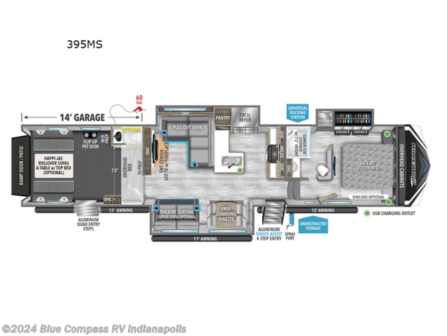 2024 Grand Design Momentum M-Class 395MS - New Toy Hauler For Sale by Blue Compass RV Indianapolis in Indianapolis, Indiana