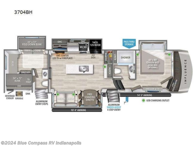 2024 Grand Design Influence 3704BH - New Fifth Wheel For Sale by Blue Compass RV Indianapolis in Indianapolis, Indiana