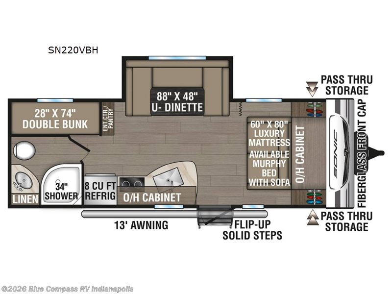 2026 Venture RV Sonic SN220VBH - New Travel Trailer For Sale by Blue Compass RV Indianapolis in Indianapolis, Indiana features Slideout